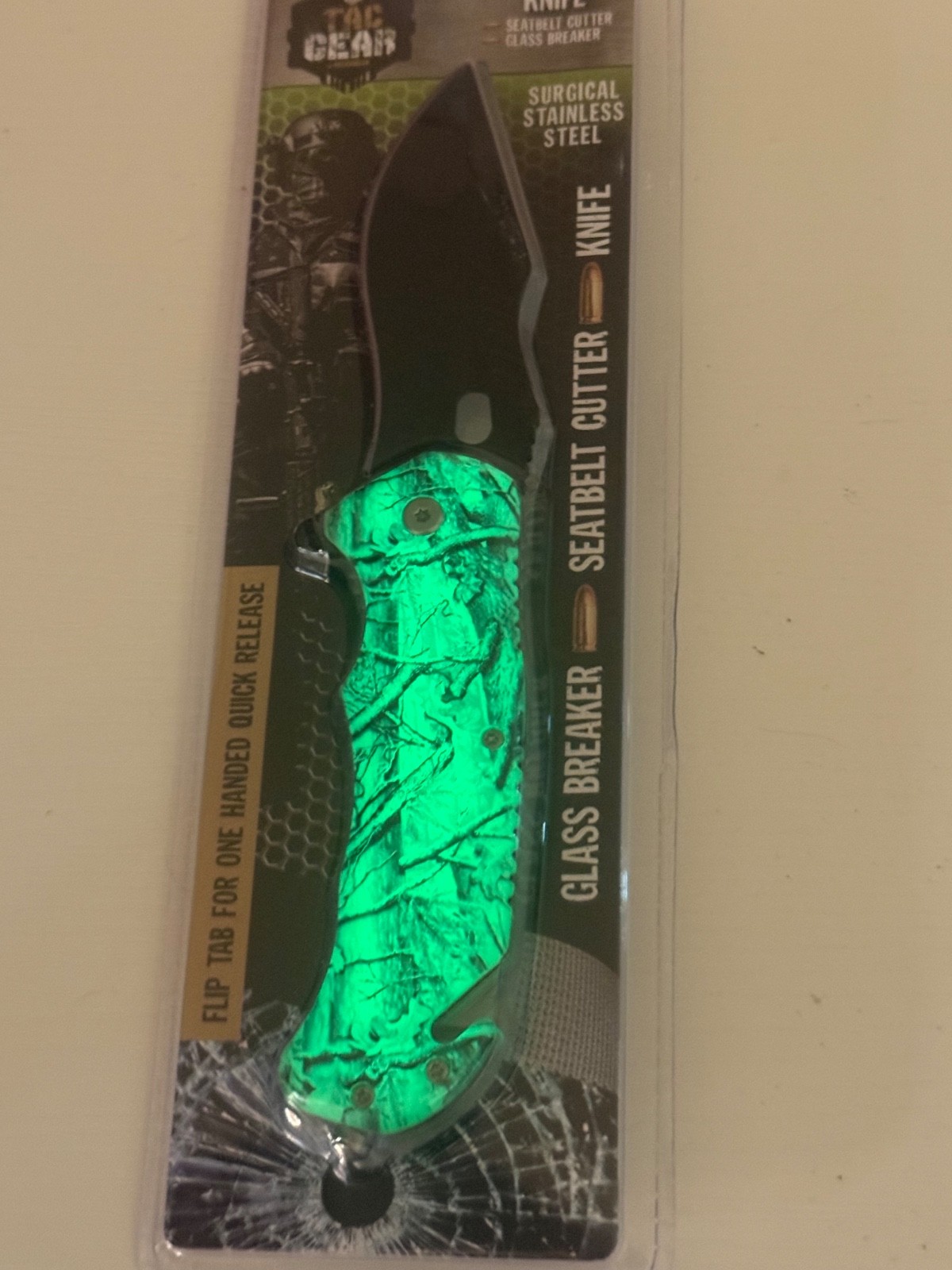 Glow In The Dark Tactical Knife with Pocket Clip & Bottle Opener Choose Style