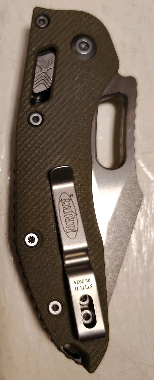 New Microtech Manual Stitch Ram-Lok 3.65″ Bohler M390MK SW Spear Pt OD Green G10