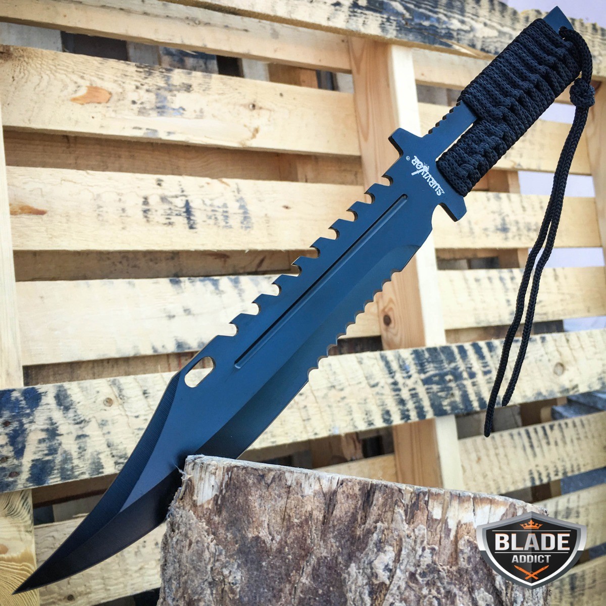 13″ TACTICAL SURVIVAL Rambo Full Tang FIXED BLADE KNIFE Hunting w/ SHEATH