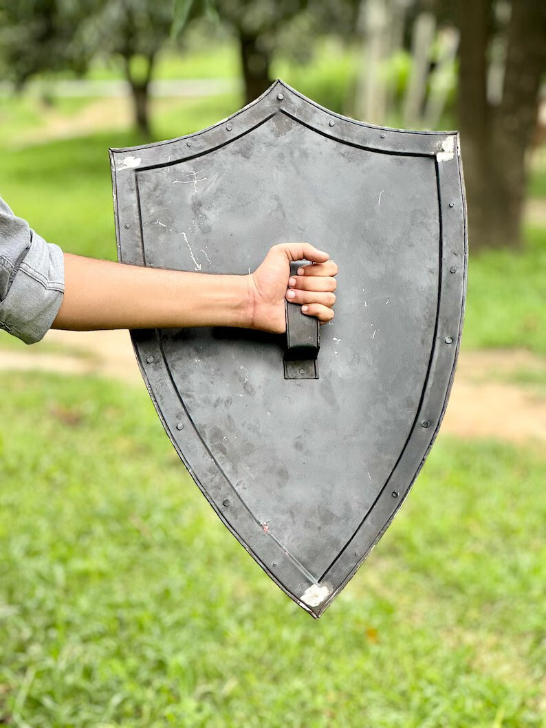 24» Templar Heater Shield a Knight’s Cross Design for LARP & Christmas Gift