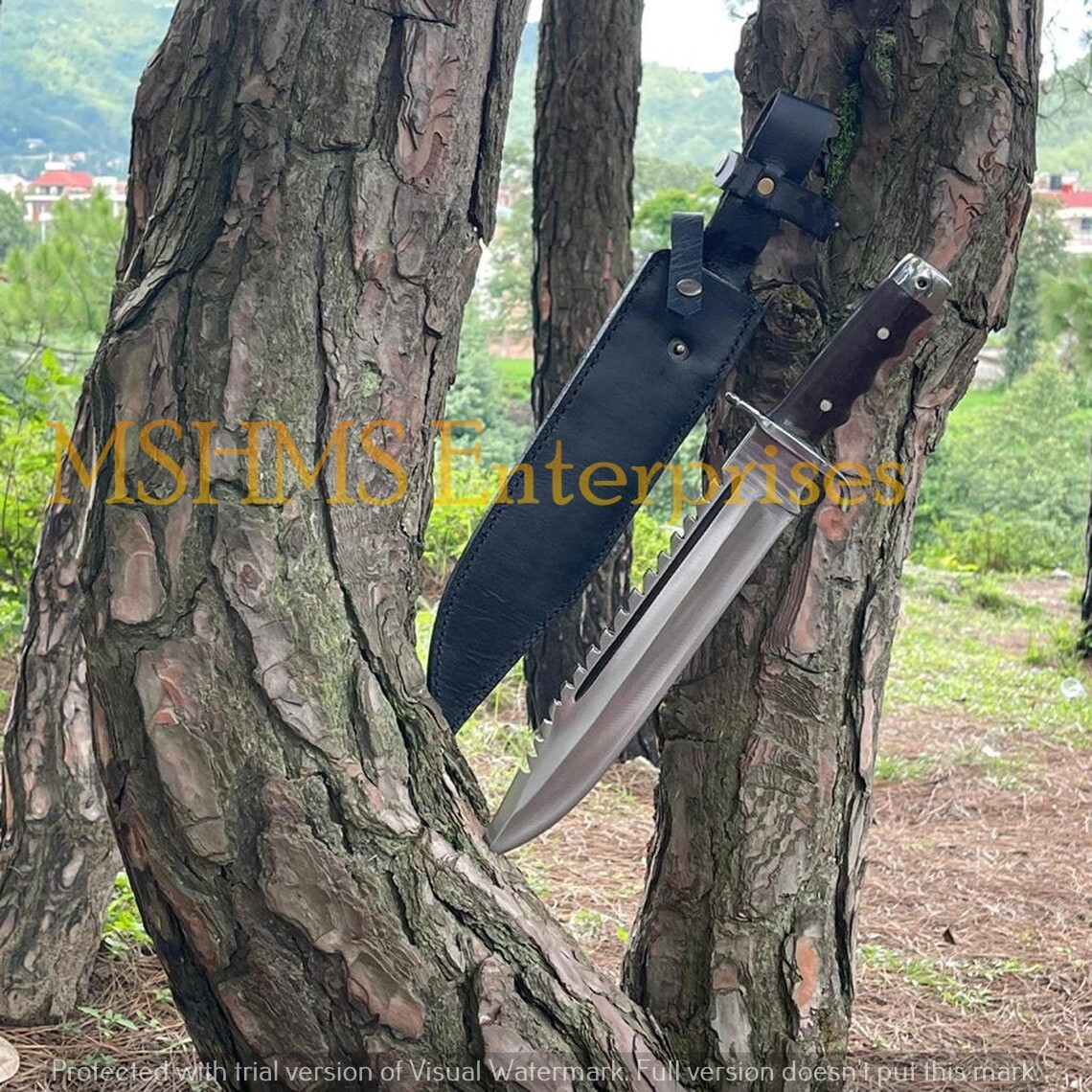 18 INCH CUSTOM HANDMADE D2 STEEL HUNTING FORGED TEMPERD BOWIE KNIFE W/SHEATH 25A