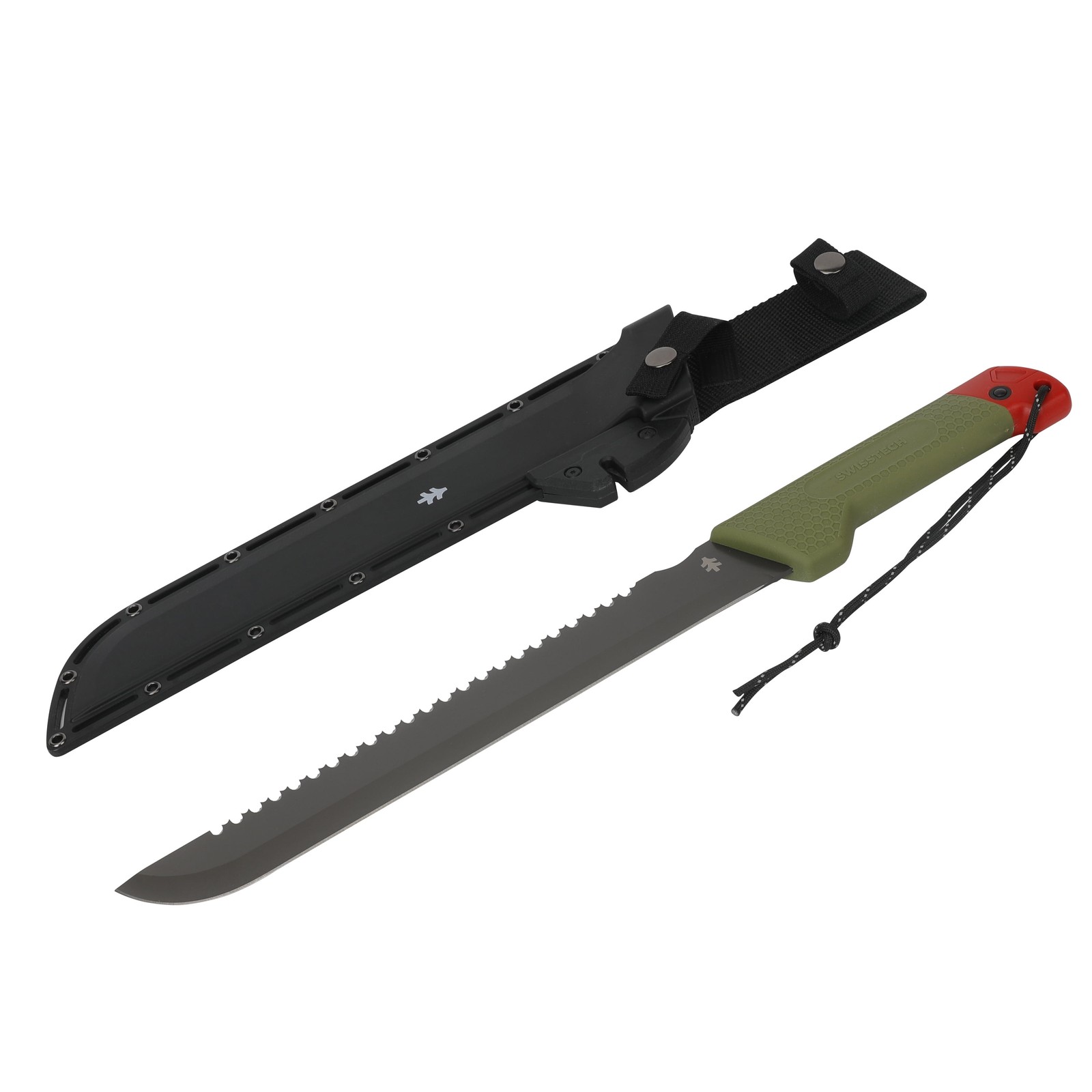 Swiss Tech 18-inch Sawtooth Machete, Titanium-Coated Stainless Steel Blade