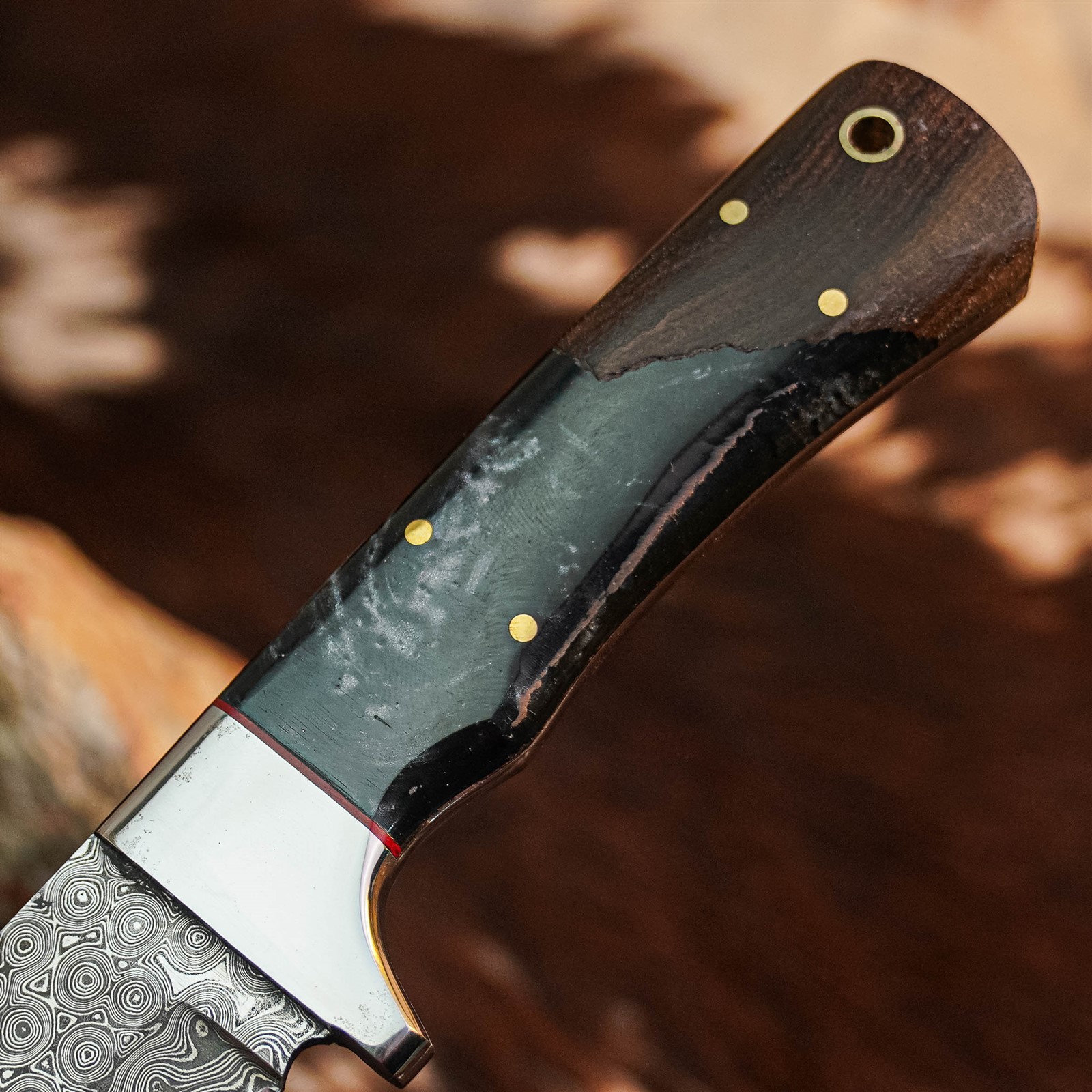 8.8″ Bushcraft Camping Damascus Knife Handmade Full Tang Wood Handle +Sheath