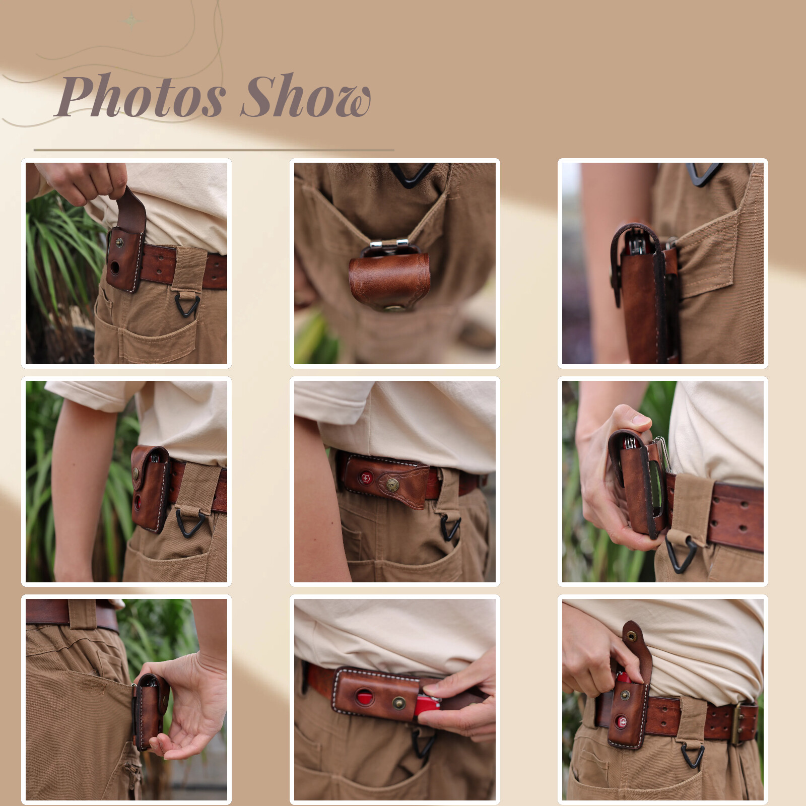 TOURBON Leather Folding Knife Sheath Pocket Knives Case Belt Clip on Pouch