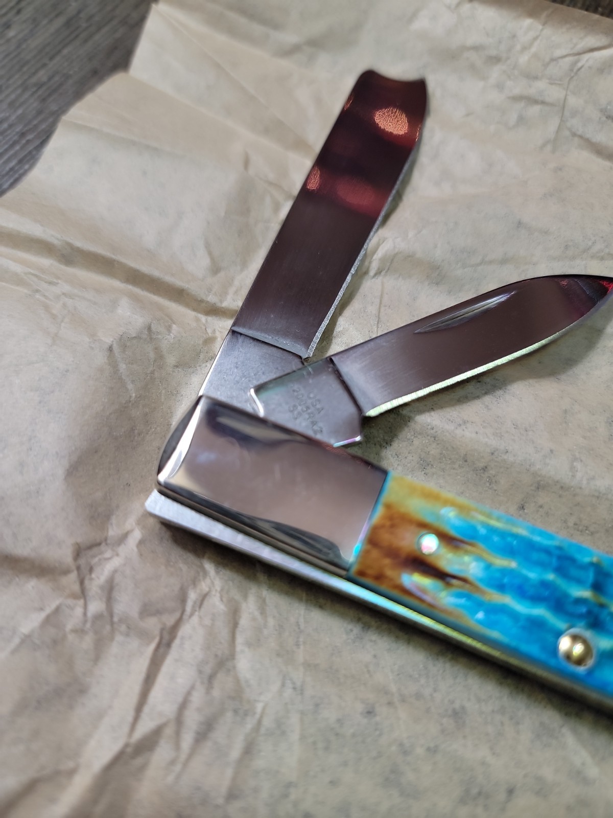 2024 Case XX Sea dragon Bone Razor 62005RAZ Corn Cob Burnt Caribbean Blue 25210