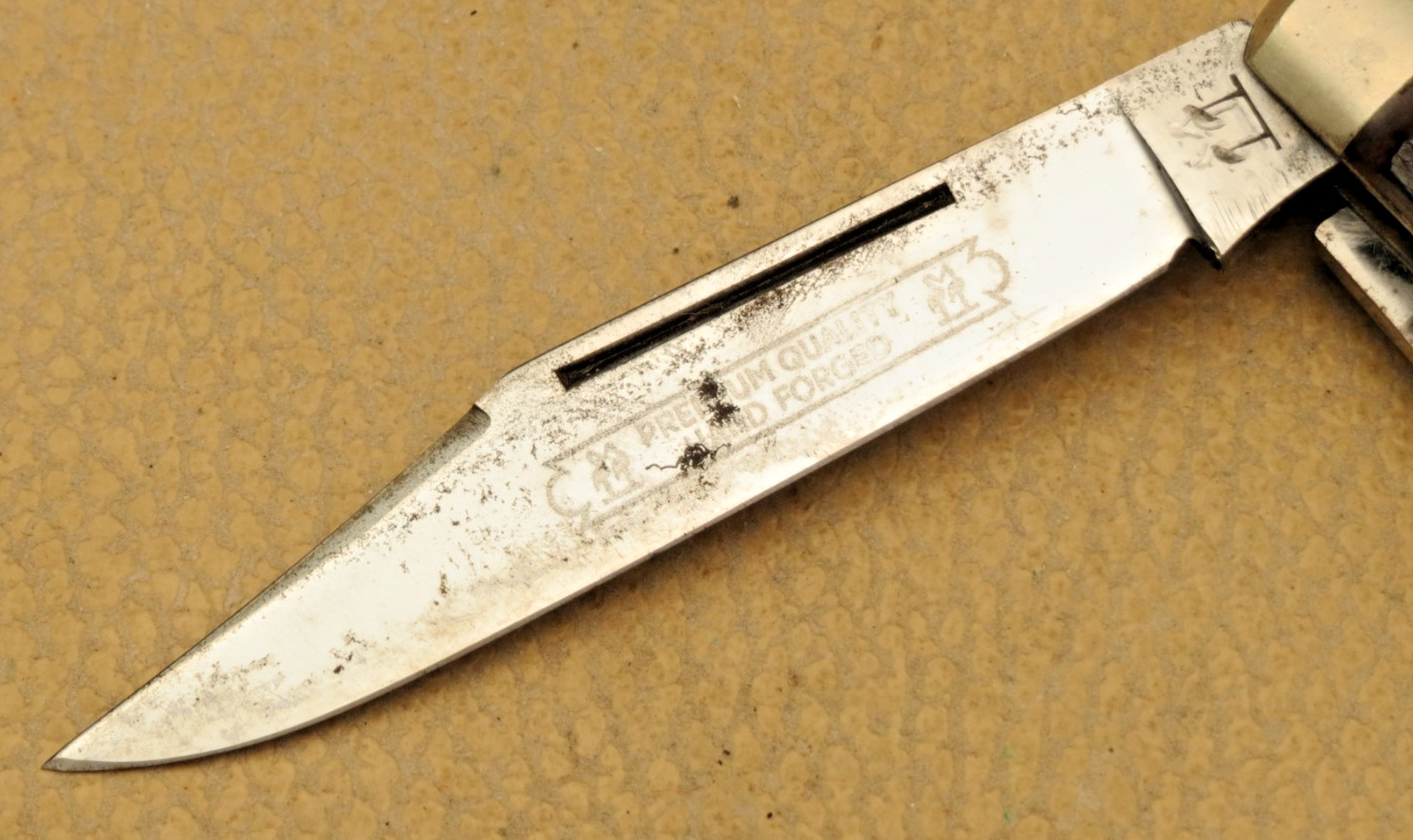 Vintage KISSING CRANE Solingen Stockman Knife Bone Handles – Unused with Tarnish