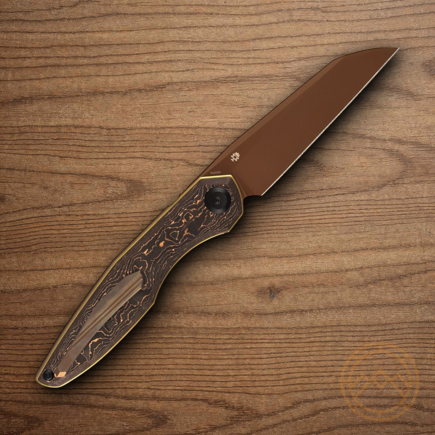 Kansept Knives Halide Folding Knife 3.25″ CPM S35VN Steel Blade Copper CF Handle