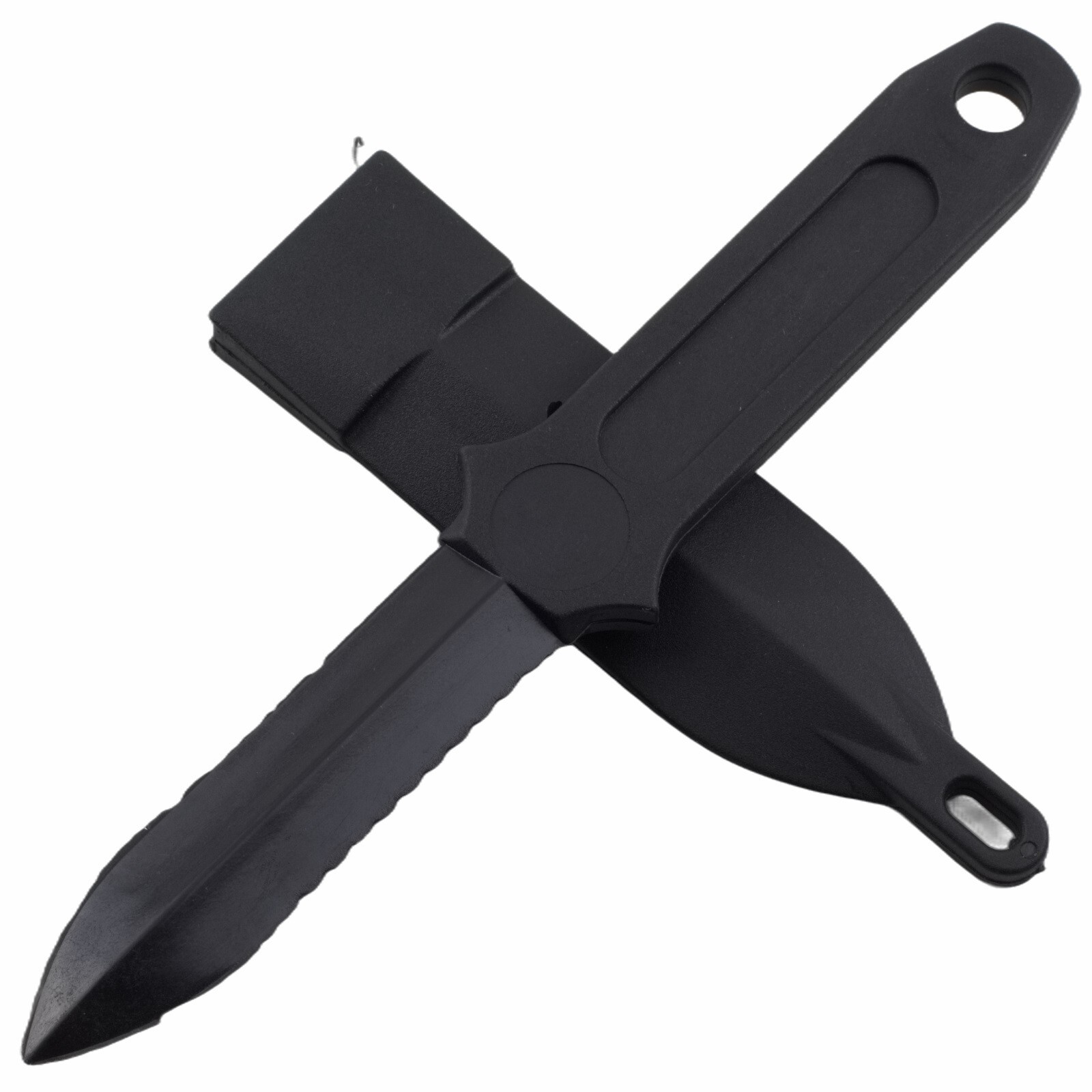 CIA Sticker Fixed Blade Knife Non Metal One Piece Construction Black Sheath