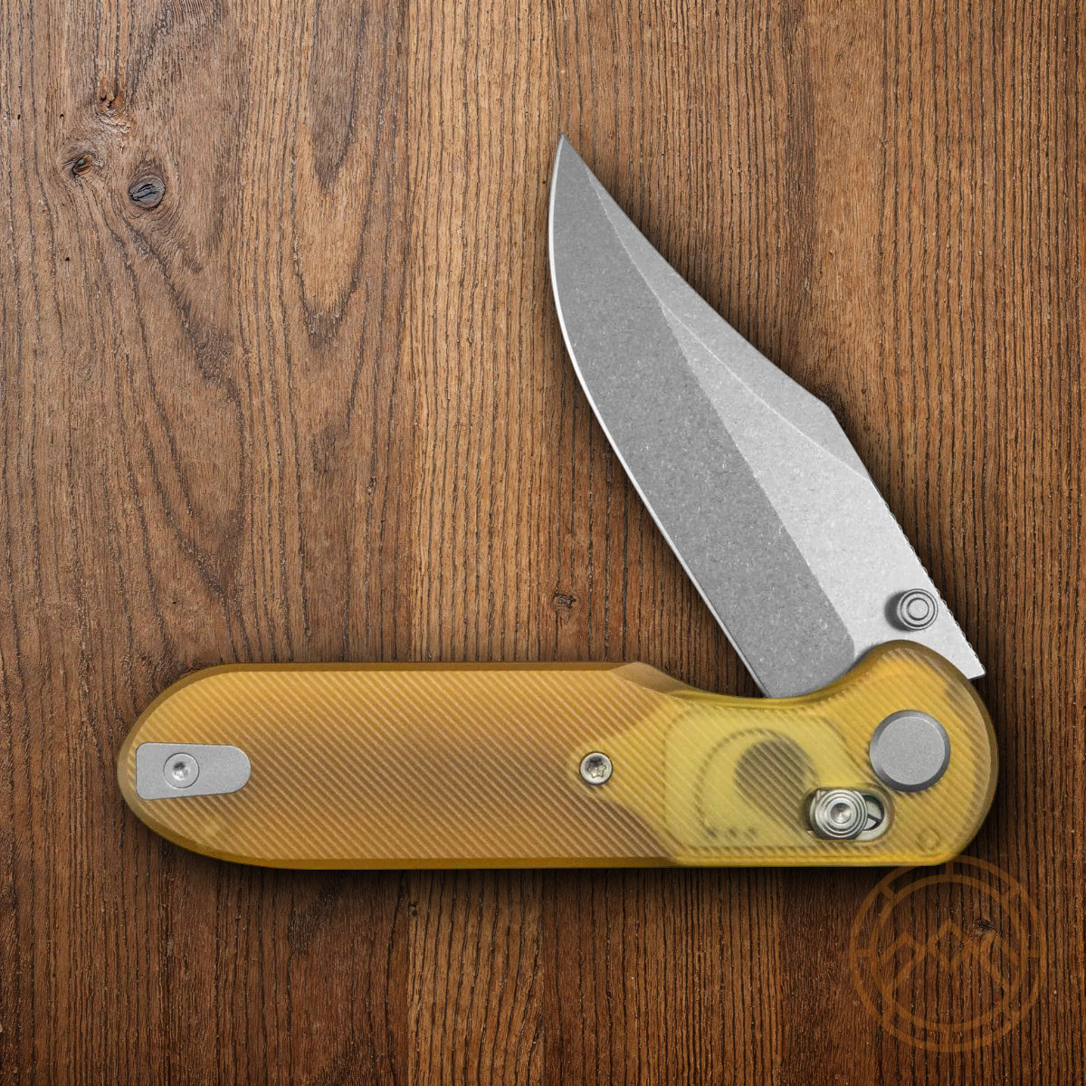GEO Knife Ethereal Folding Knife 3″ Bohler M390 Steel Blade Amber Ultem Handle