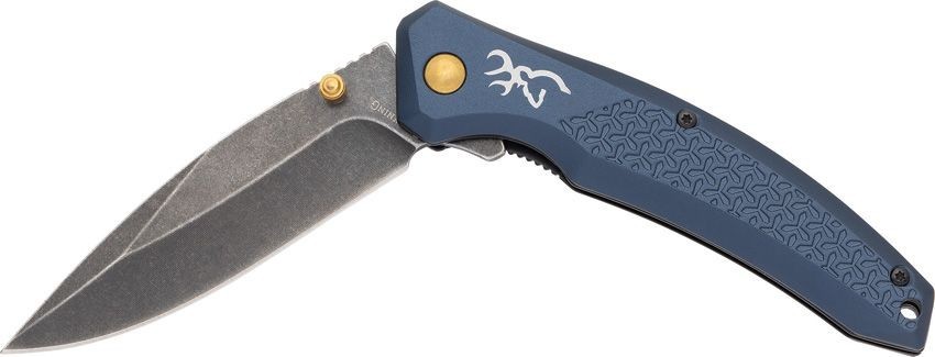 Browning Linerlock Folding Knife 3.5″ 7Cr17MoV Steel Blade Blue Aluminum Handle