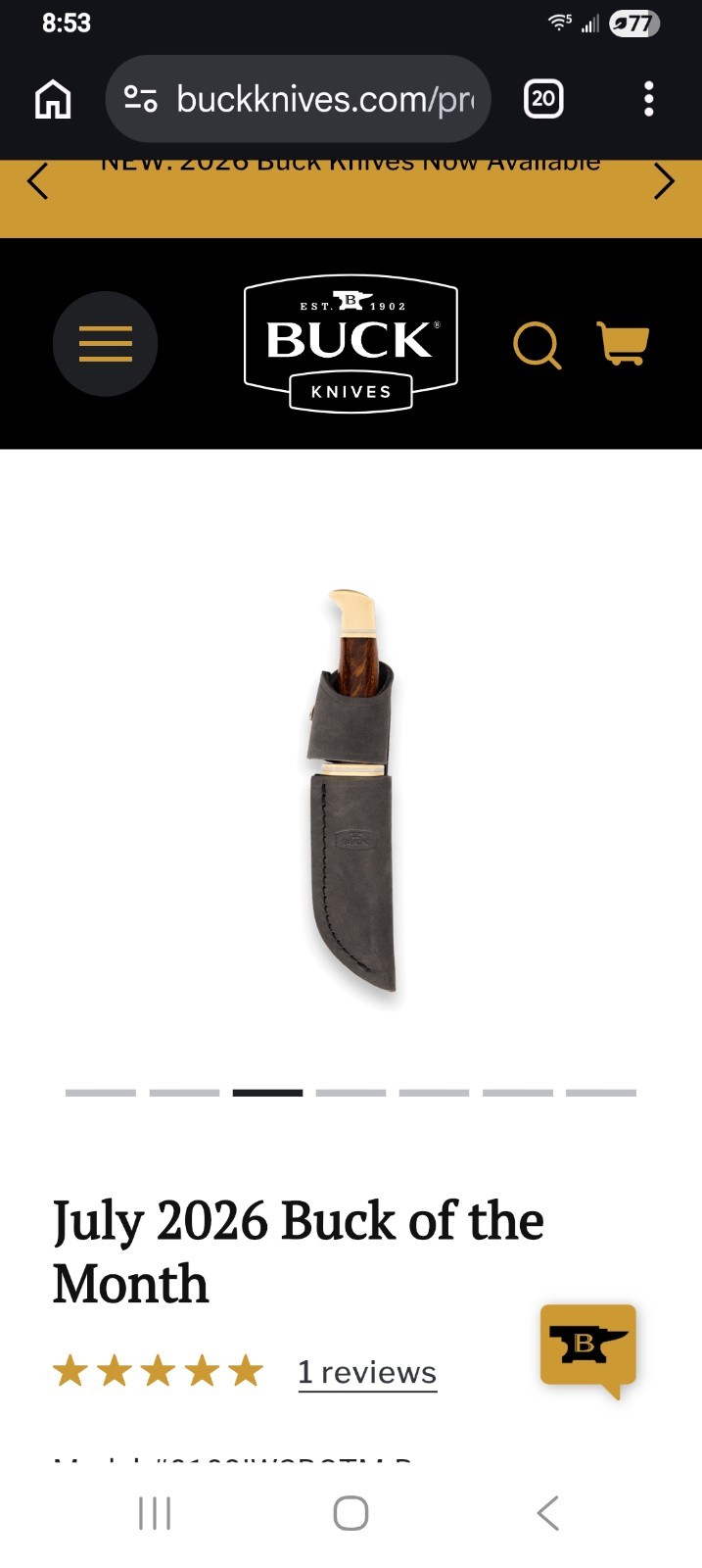 Buck BOTM JULY 2026 102 Knife S35VN BLADE IRONWOOD, BRASS