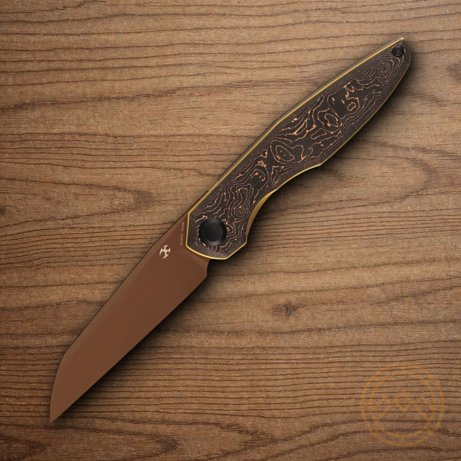 Kansept Knives Halide Folding Knife 3.25″ CPM S35VN Steel Blade Copper CF Handle