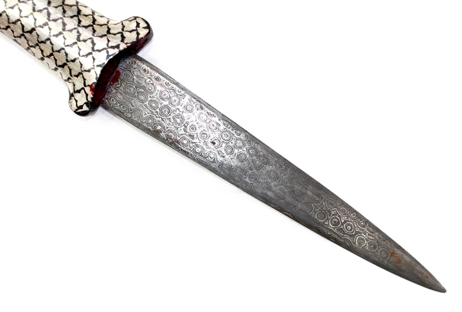 Dagger Double Head Peacock Silver Koftgari Inlay Work Damascus Steel Blade j640