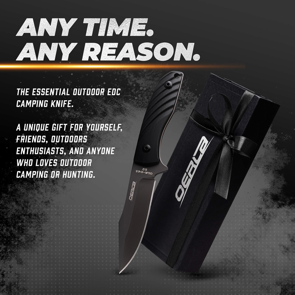 Oerla Field Knife Outdoor Duty D2 High Carbon Steel Camping Knife G10 Handle