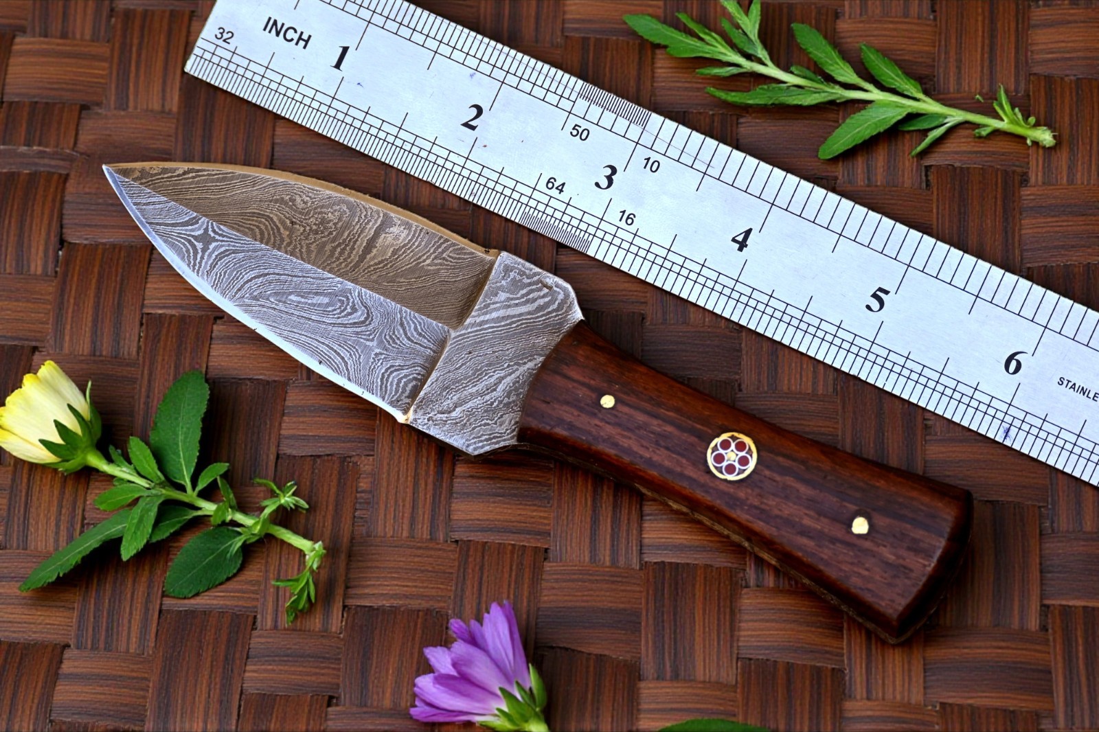 CUSTOM HAND MADE FORGED DAMASCUS STEEL THROWING BOOT KNIFE 869