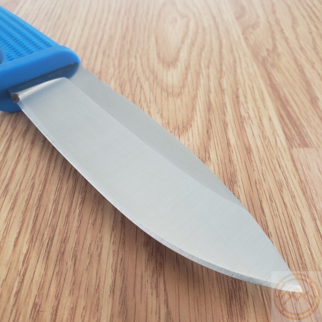 Demko Fixed Knife 5″ AUS-10A Steel Drop Point Blade Blue Checkered Rubber Handle