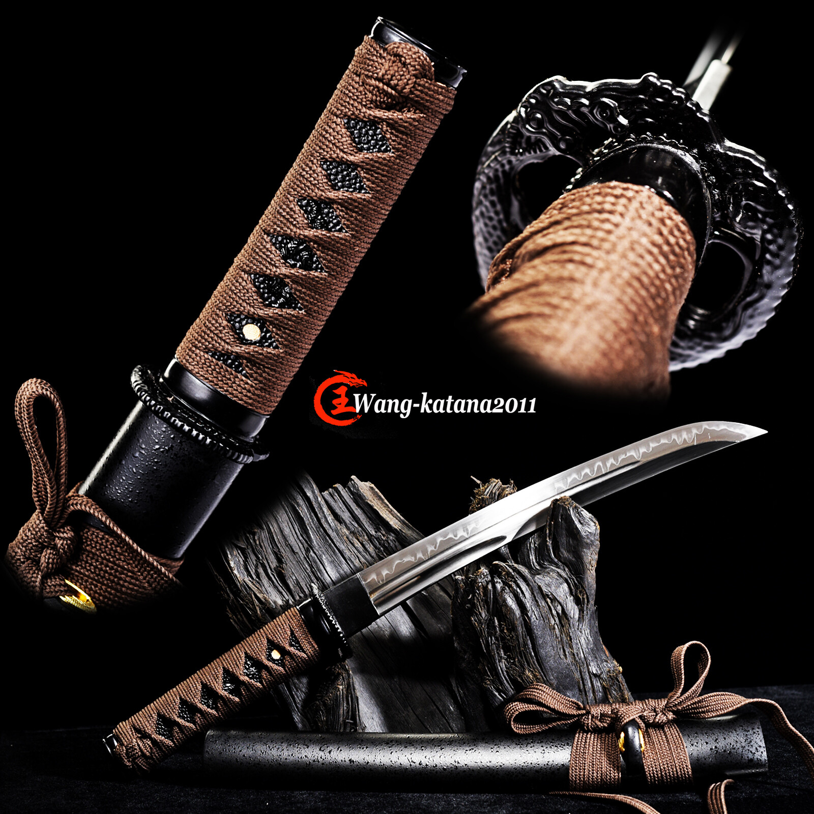 20»Tanto Clay Tempered T10 Sharp Mini Knife Katana Japanese Samurai Short Sword
