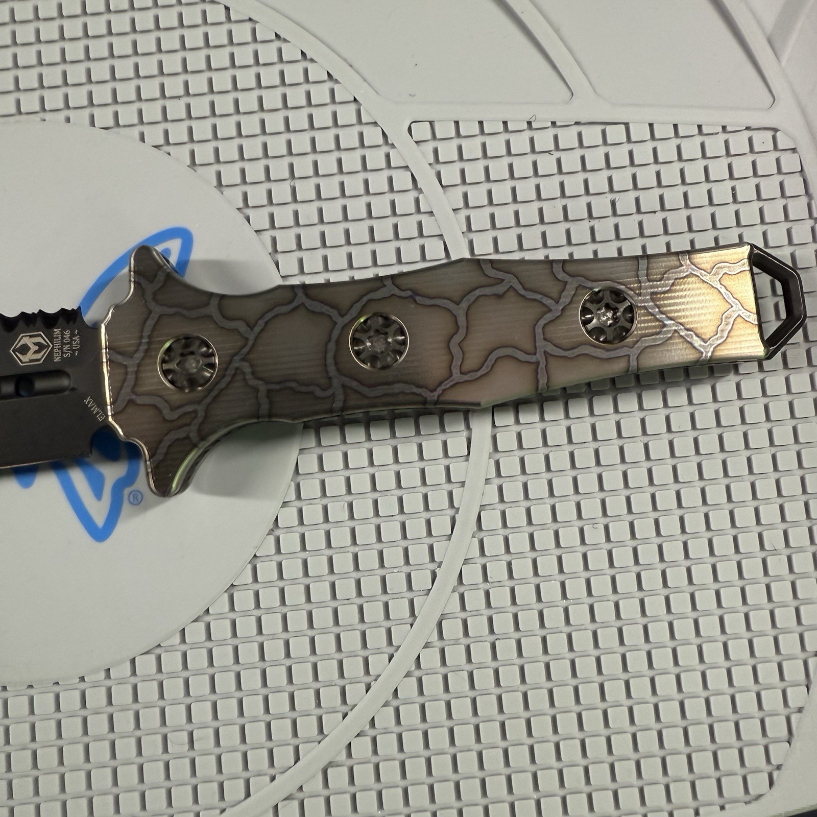 Heretic Nephilim Flamed Titanium DLC Coated Serrated #046 Discontinued & Rare