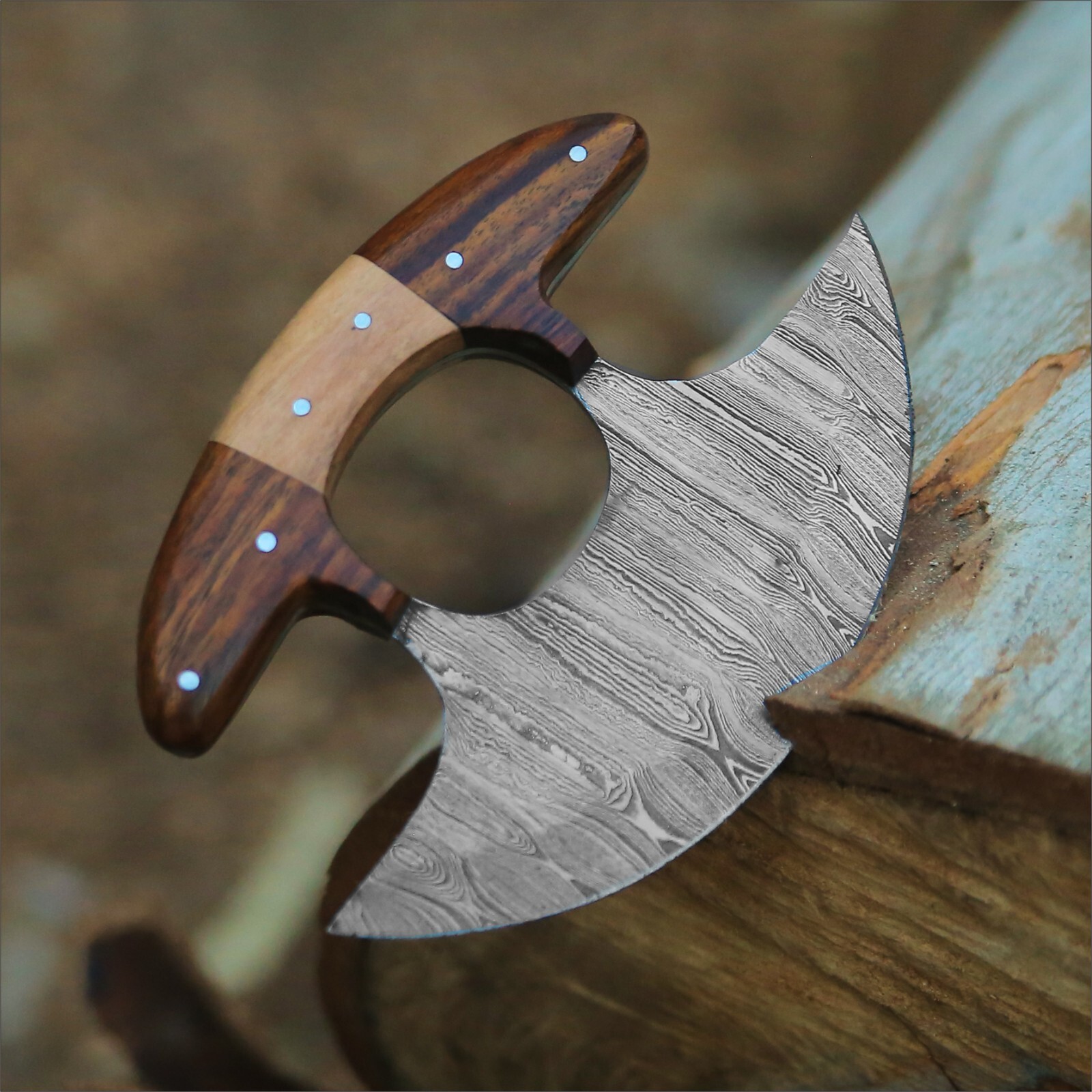 SHARDBLADE Alaskan Ulu Knife W/Sheath, HAND FORGED 5.8″ Damascus Steel Pizza Cut