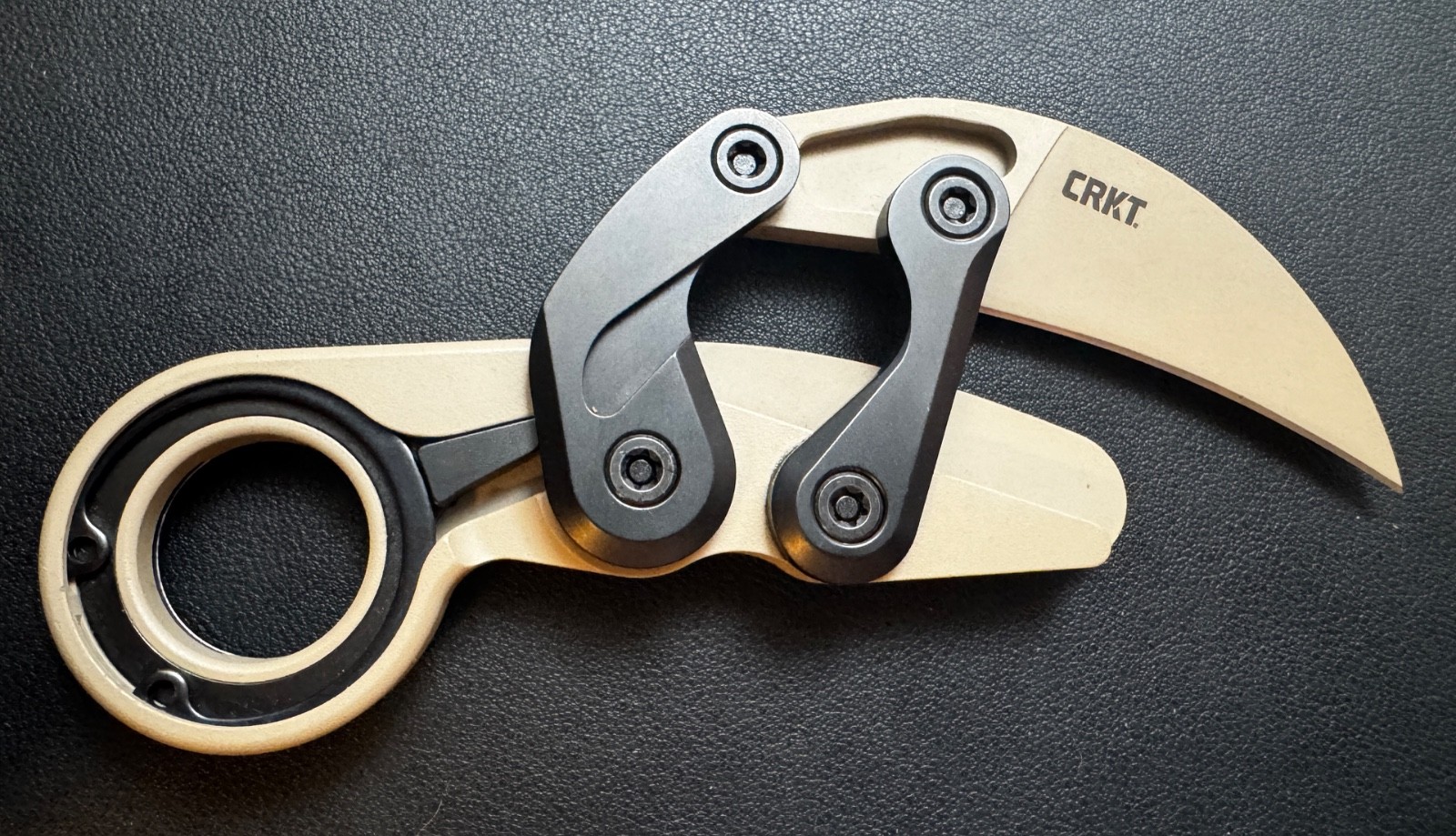 CRKT Provoke D2 hawkbill blade Aluminum Handles w/ Desert Sand Cerakote finish