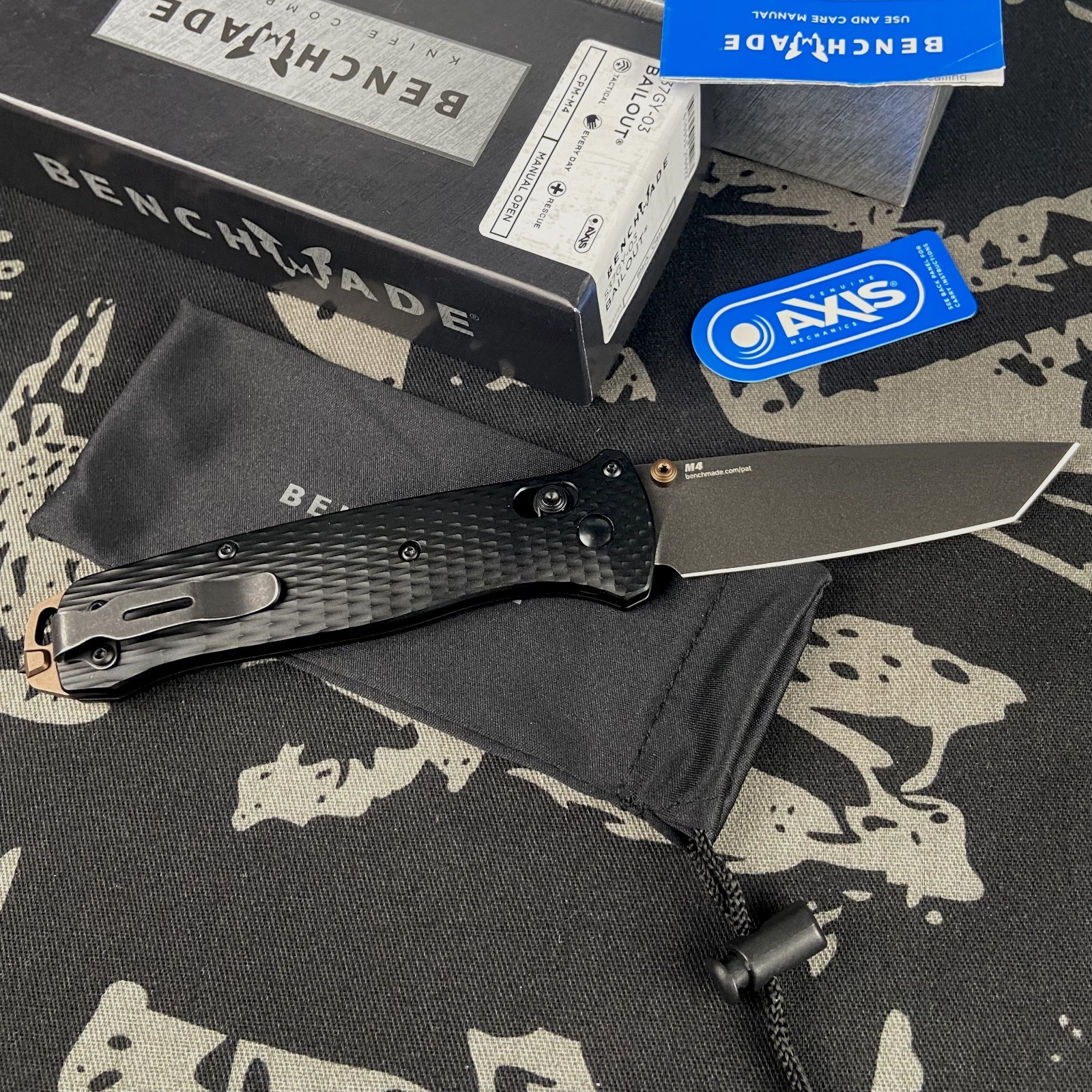Benchmade 537GY-03 Bailout Crater Black CPM-M4 Aluminum Folding Knife