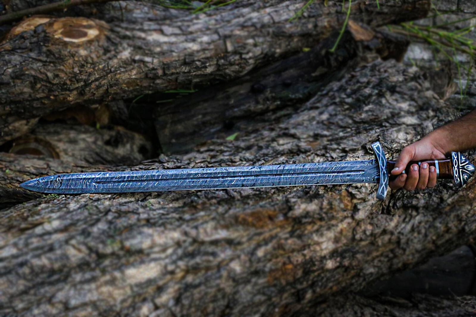 2 PCS Viking Collectible| Damascus Steel Viking Sword | Authentic Norseman Sword