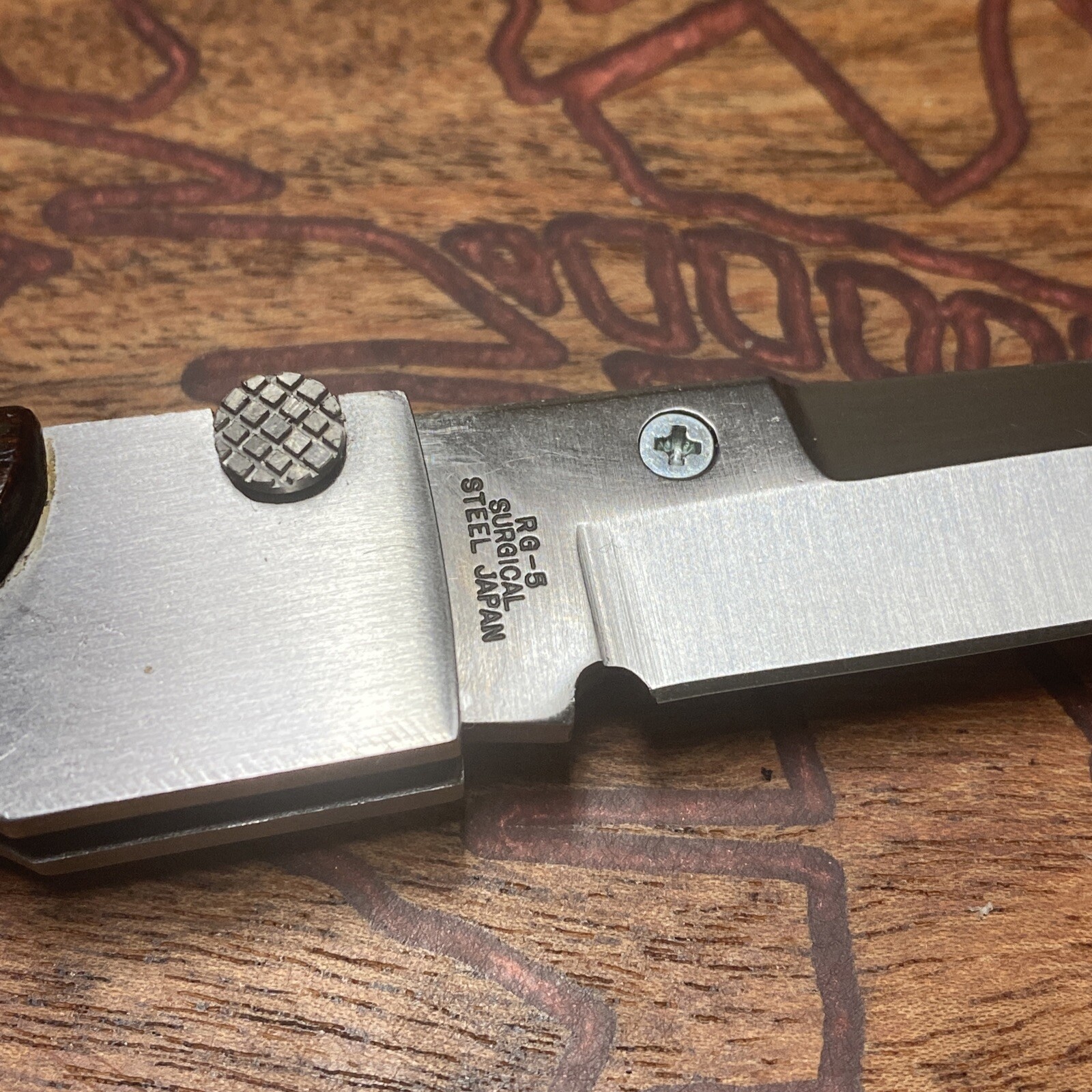 Vintage/Rare Rigid Knife RG-5 Top Lock – Wood Scales Folding Pocket Knife- Japan