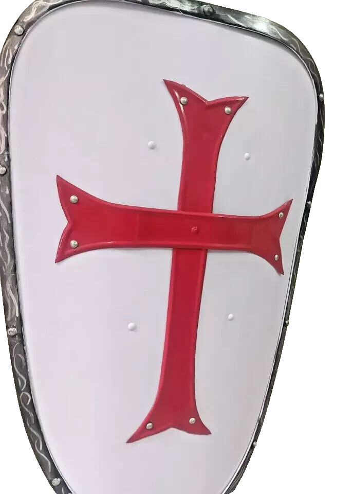Medieval RED Cross Battle Armor HEATER shield Templar COSPLAY CRUSADER shield