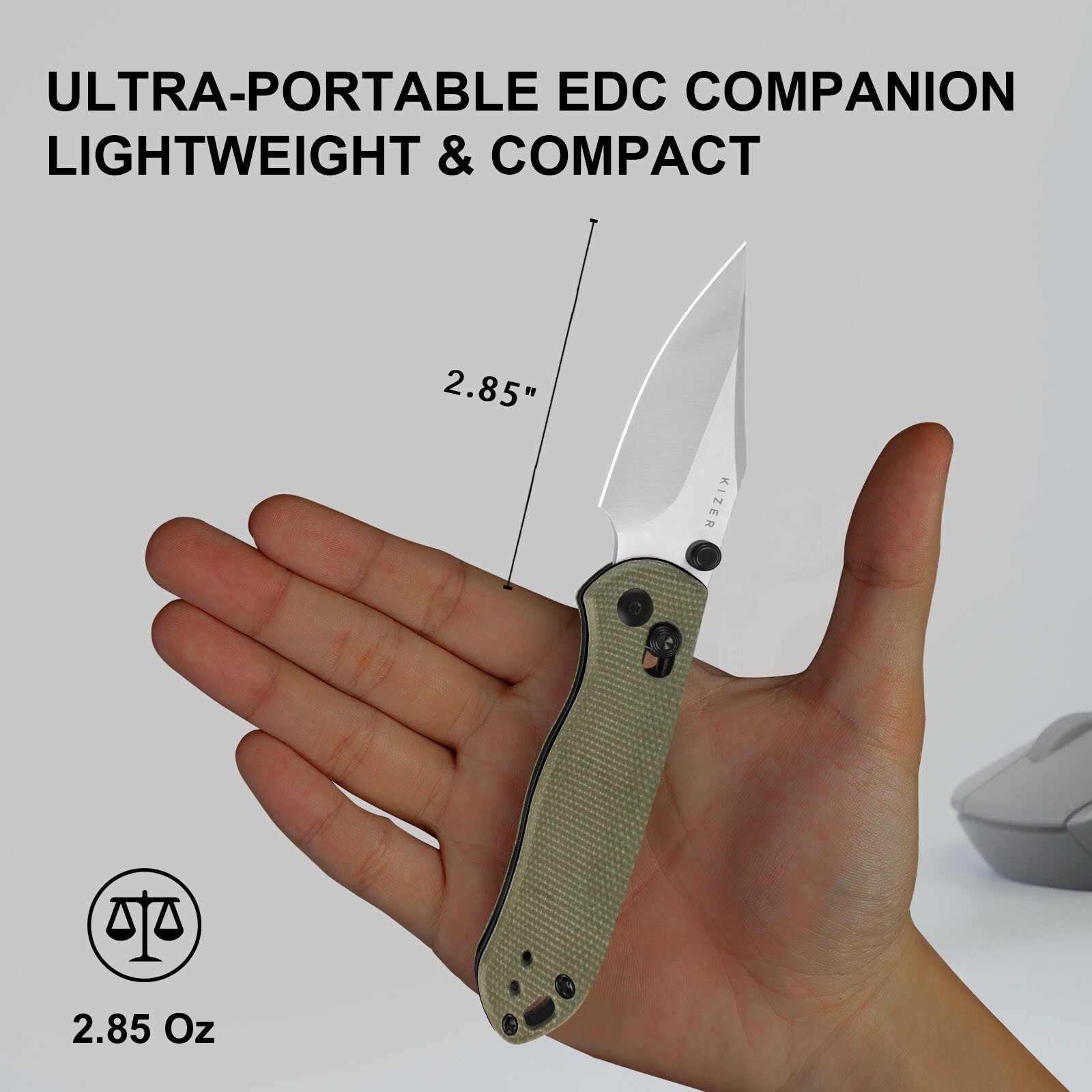 Kizer Drop Bear 2 Folding Pocket Knife Nitro-V Blade Micarta Handle V3619.2KC1