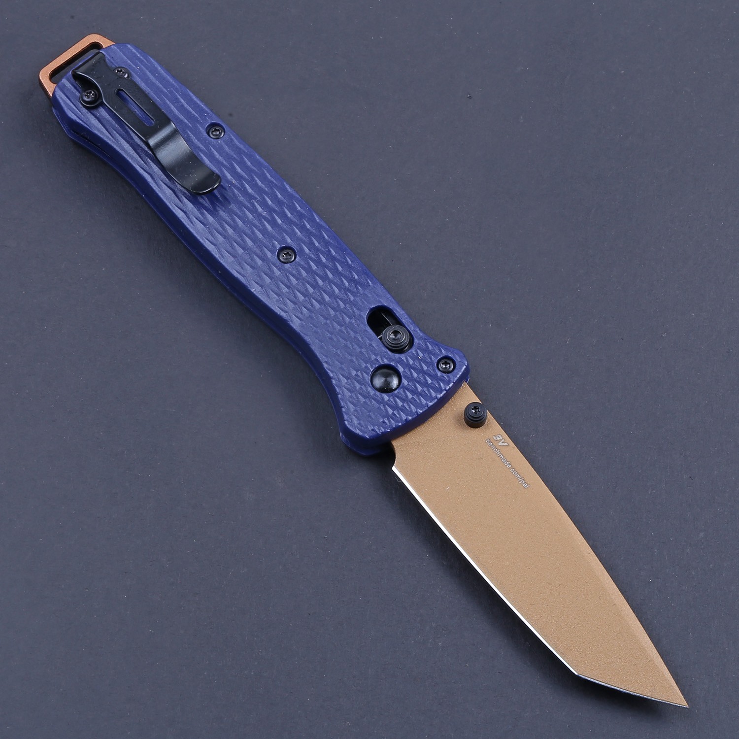 Blue Glass Fiber Handle Gold Color Tanto Blade Axis Lock Pocket Tactical Knife