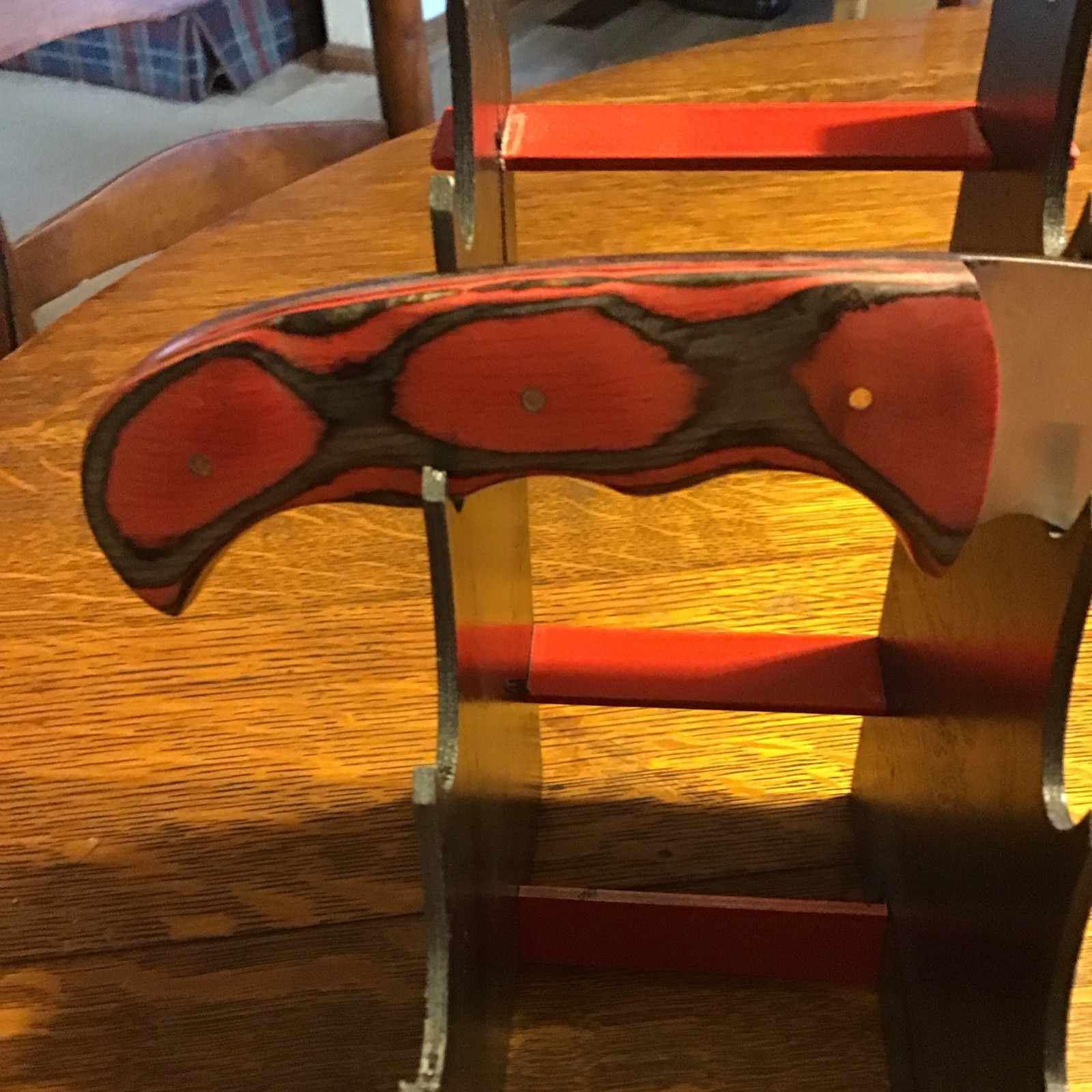 Hunting Knife Wood Handle Stainless Steel Drop Point Blade Gut Hook Over 5in