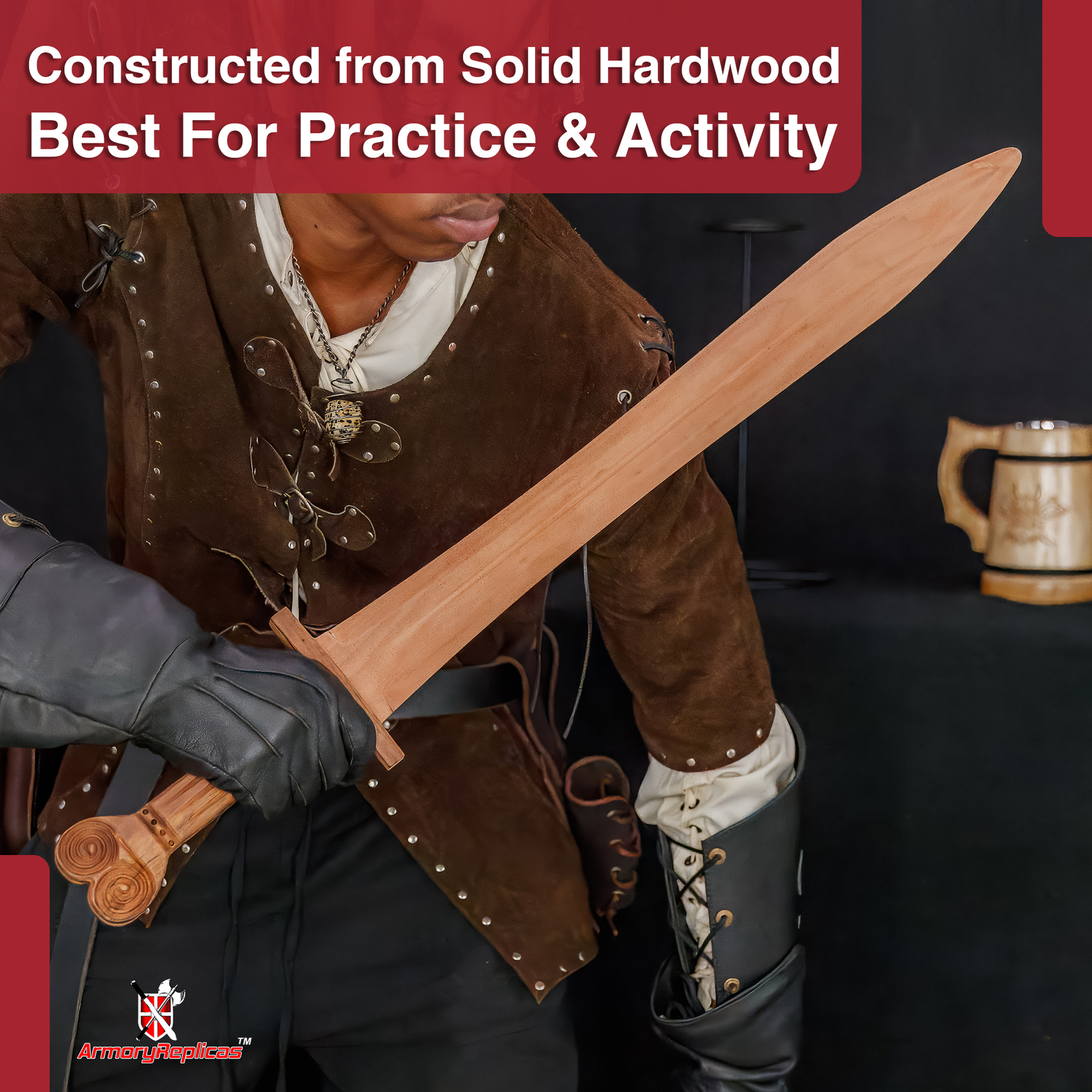 Full Tang Custom handmade sword Spartan Greek Hardwood Blade Cosplay Ready