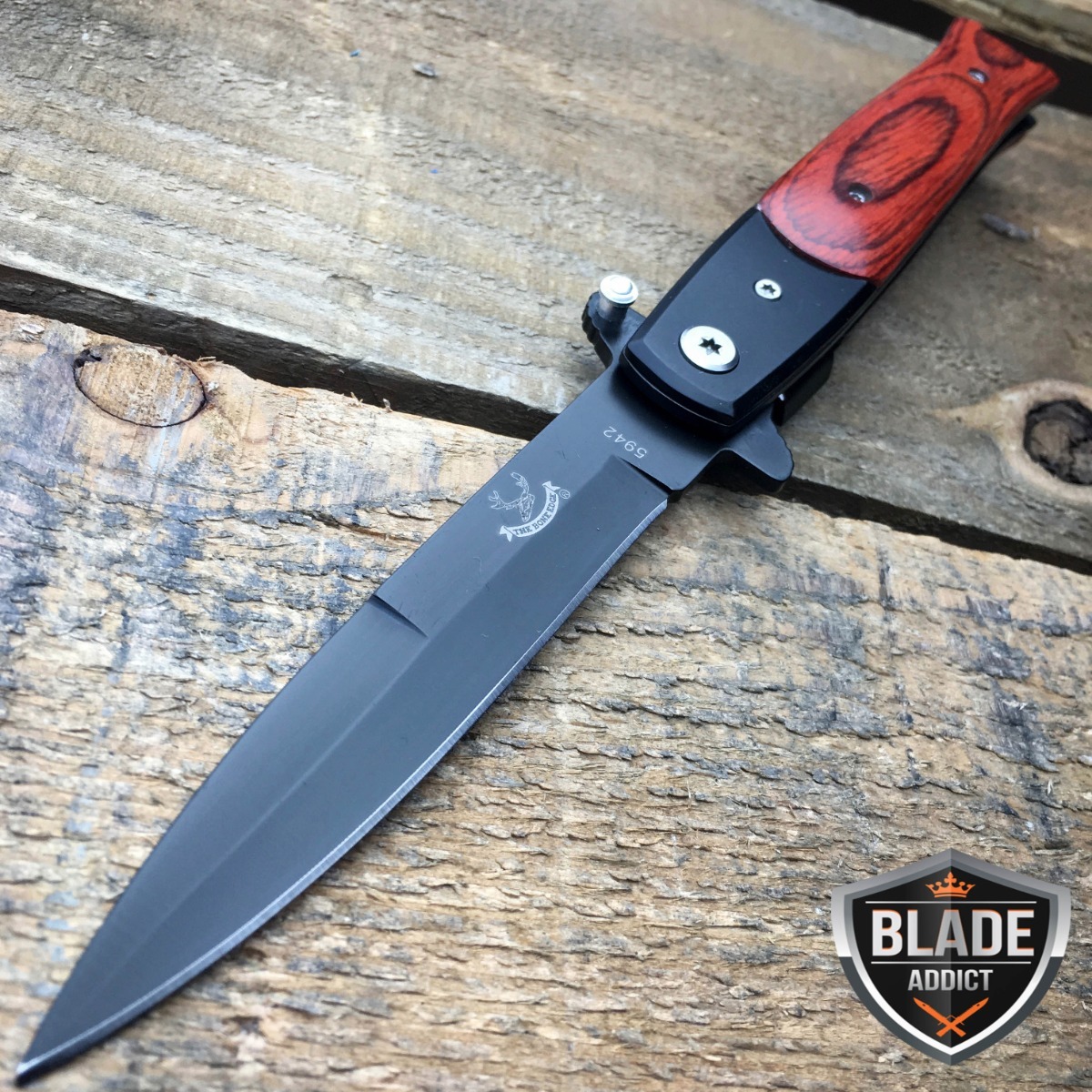 8.5″ Italian Milano Stiletto Tactical Spring Open Assisted Folding Pocket Knife