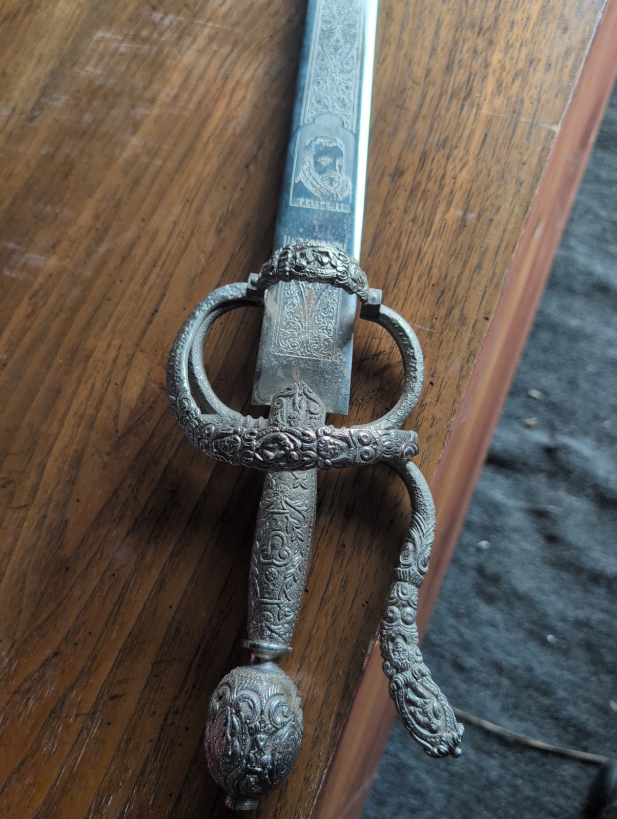 Vintage Felipe II Decorative Sword NO SCABBARD Replica NOT SHARP ONLY POINTY