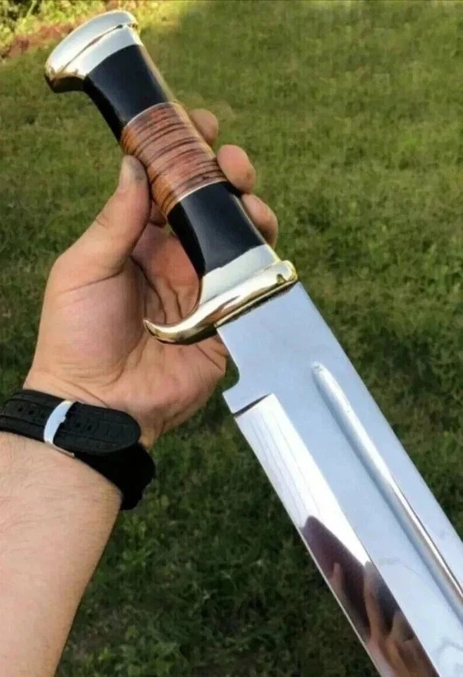 18″ HAND FORGED Hunting Crocodile Dundee High Polish Survival Bowie Knife+Sheath
