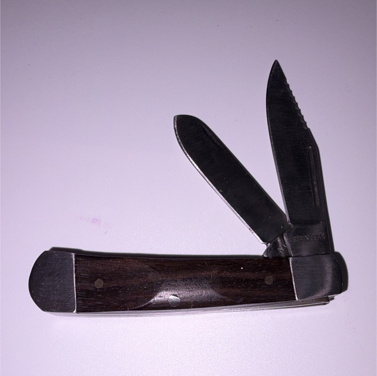 2-Blade Wood Handle Stainless Steel Slipjoint Pocketknife NW 1 Under 2.75in