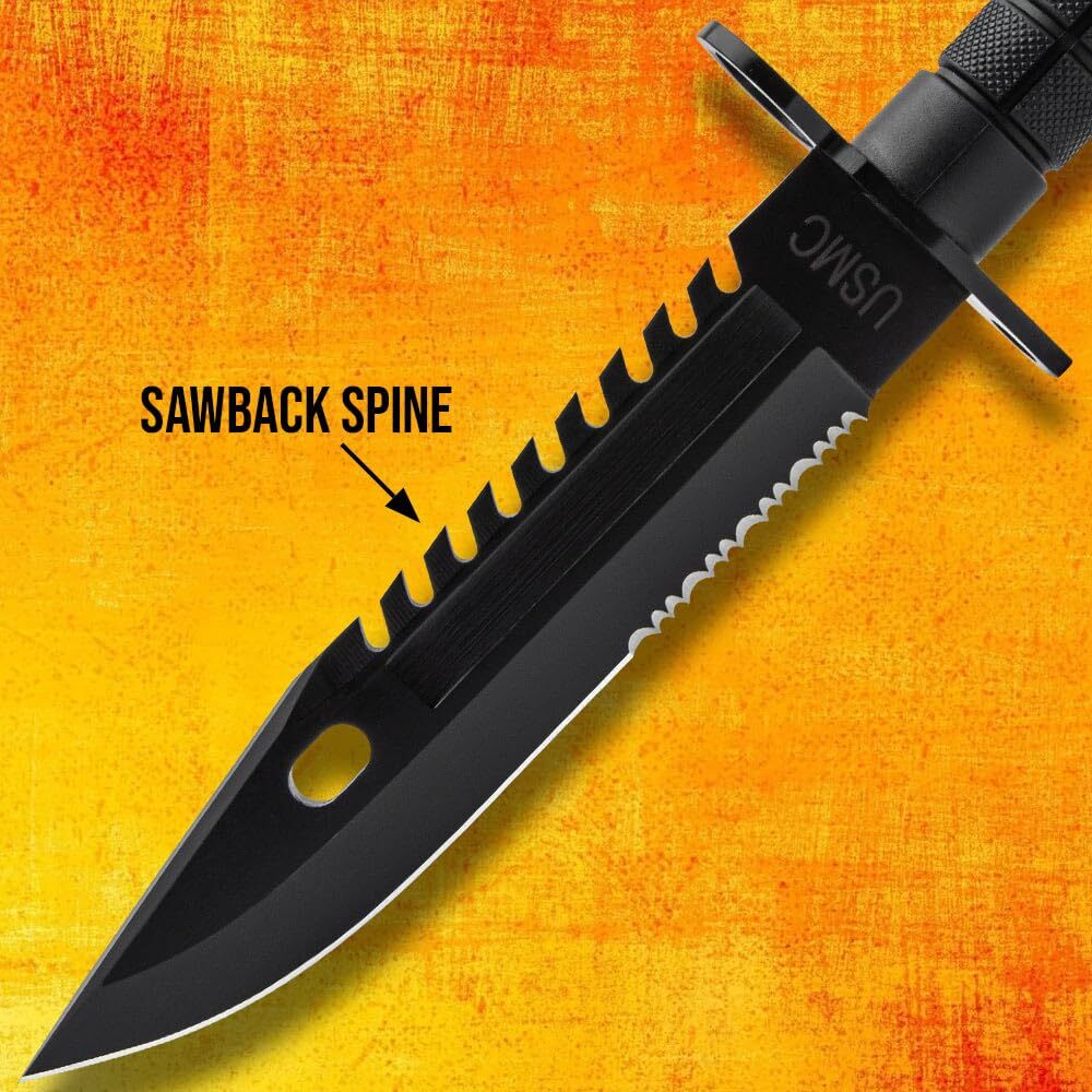 USMC M-9 Fixed Blade Knife and Sheath | Officially Licensed | Sawback Spine