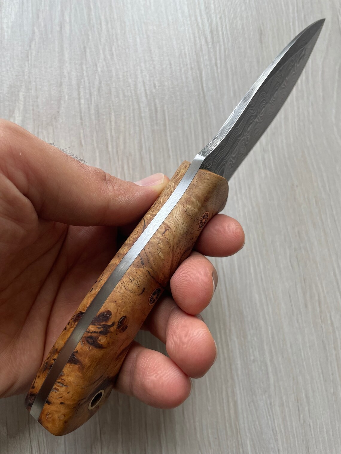 REAL DAMASCUS Outdoor Knife – Olive Wood Handle – 150 Layers – Blacksmith Made