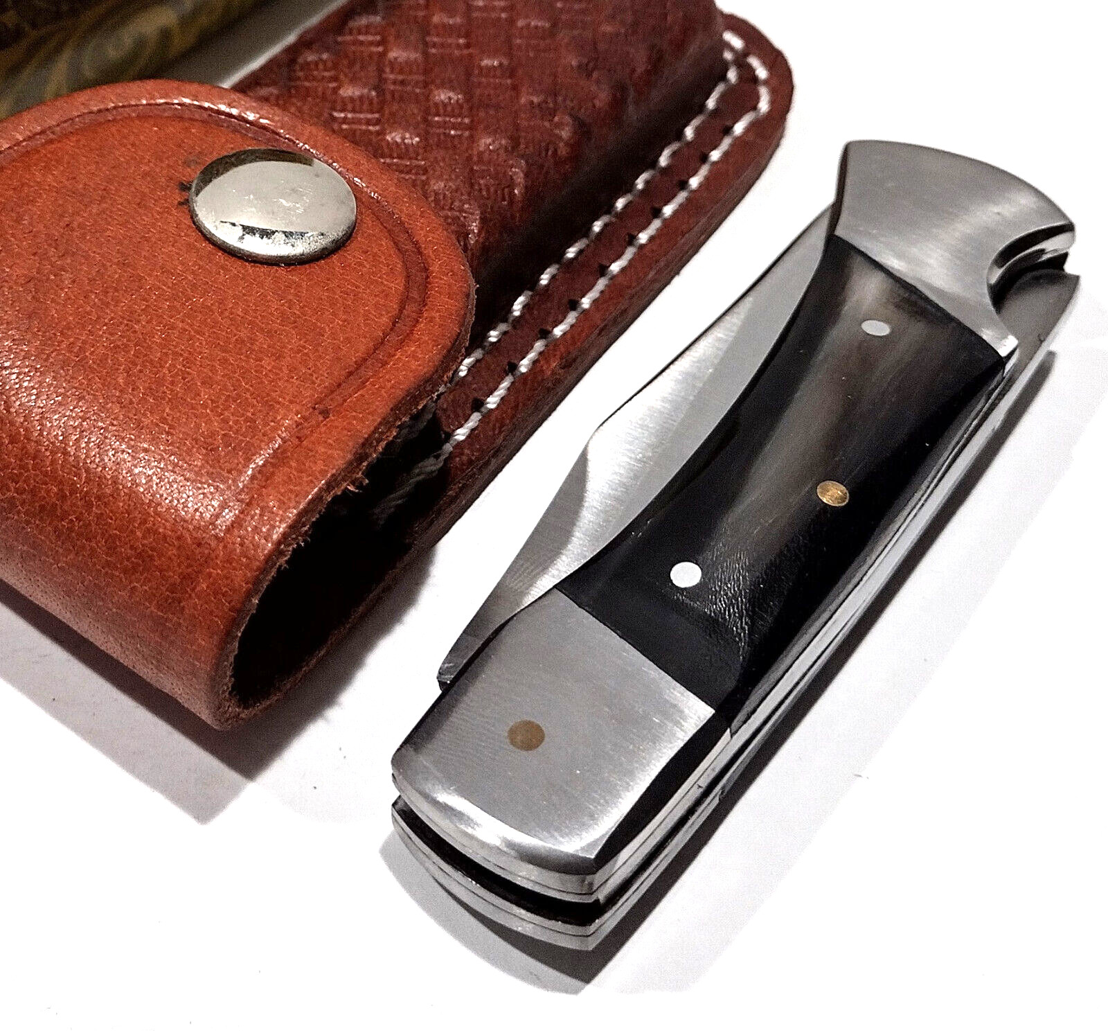 Wild Turkey Handmade Clip Point Blade Lockback Hunting Pocket Knife + Sheath