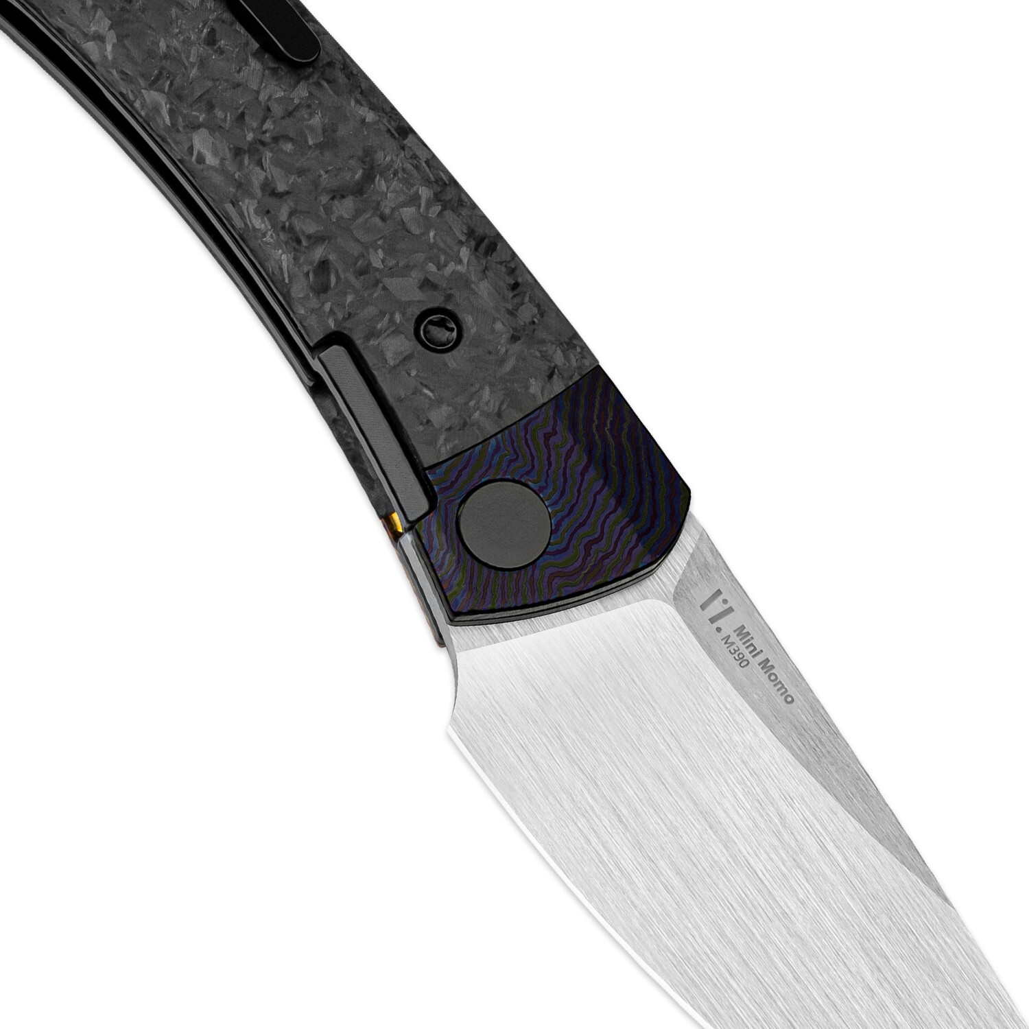 Kizer Mini MoMo Drop Point Folding Knife M390 Blade Titanium&Carbon Handle