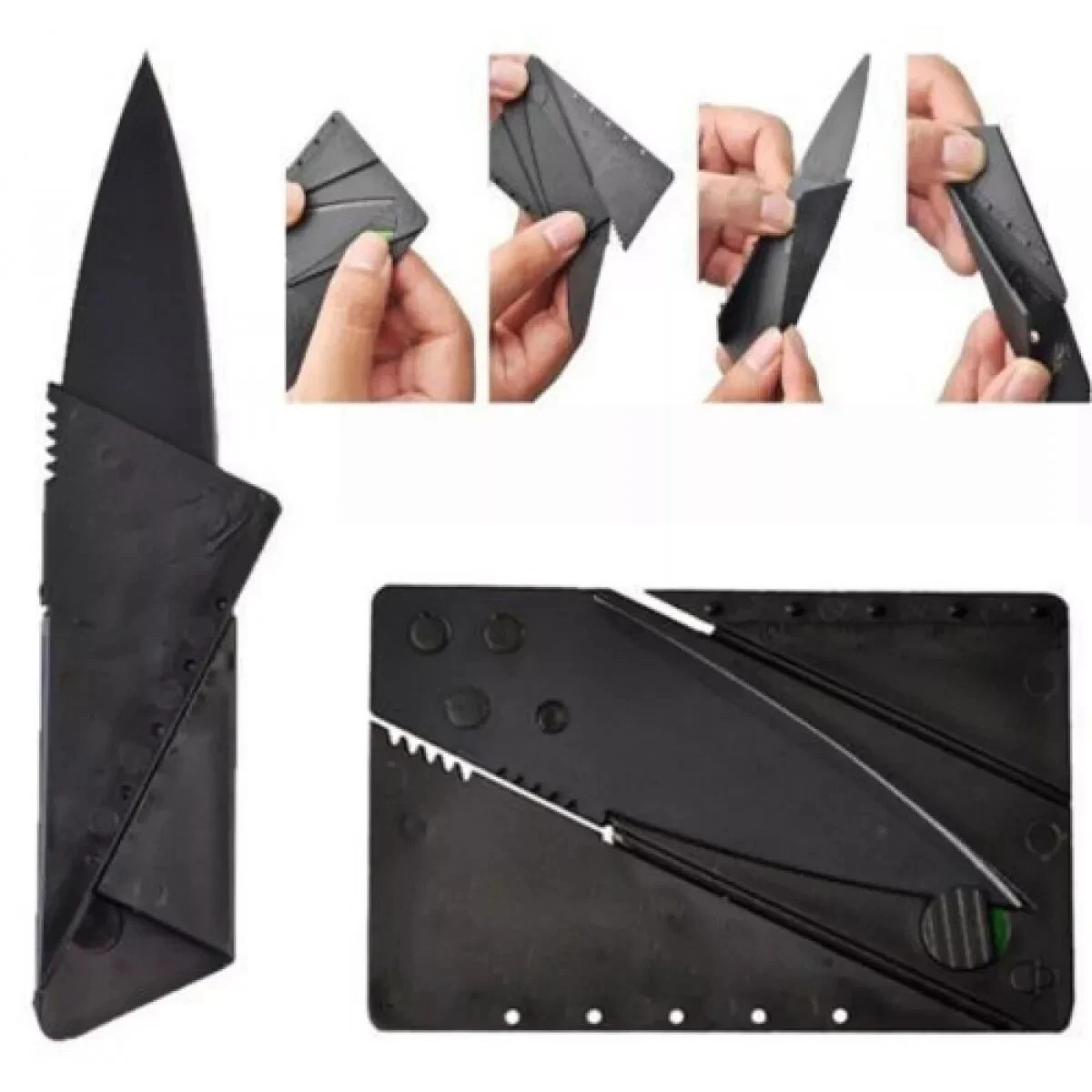 Credit Card Folding Knife Black Wallet Sharp Thin Hunting Camping USA SELLER!