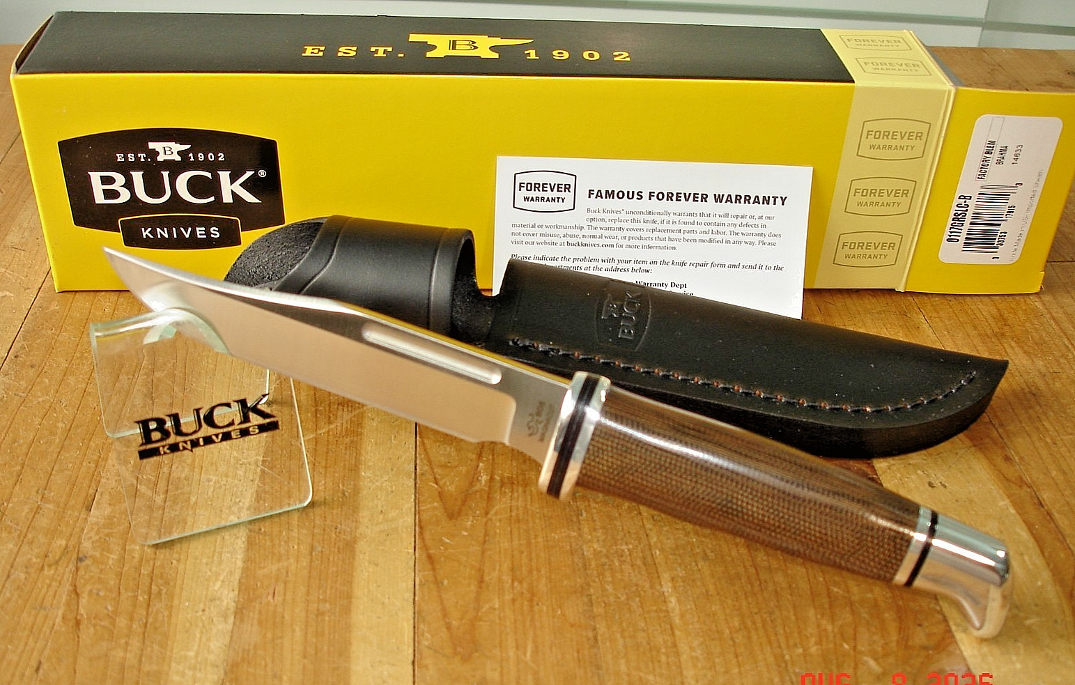NIB FB BUCK KNIFE 117 BRAHMA BOS MAGNACUT BLADE 102 SIZE MICARTA HANDLE SHEATH