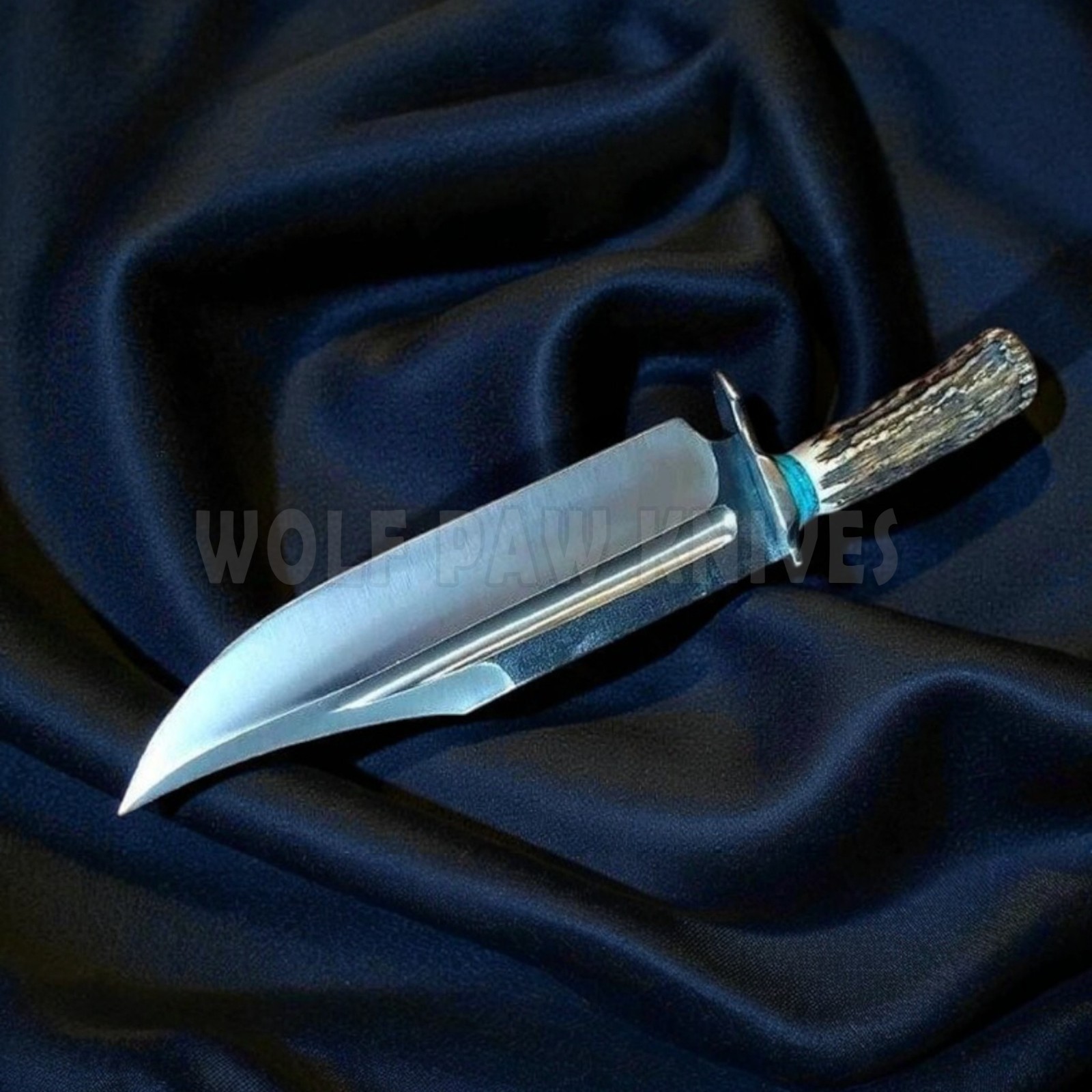Handmade Hunting Bowie Knife | D2 Steel Blade with Stag Antler Duty Paid USA