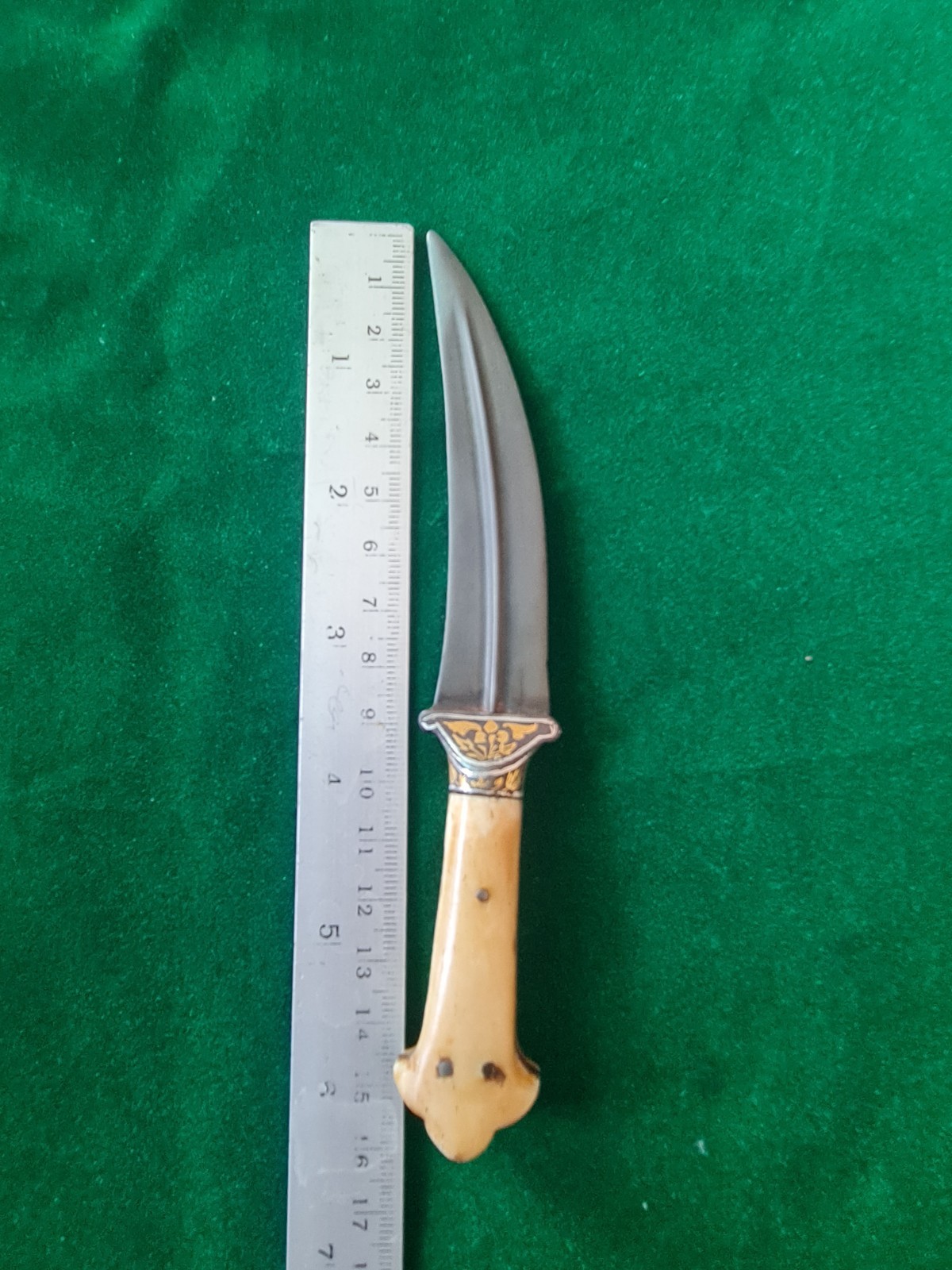 Rare Mughal Sikh tiger tooth wootz Gold damascened Khanda kard KNIFE khanjar