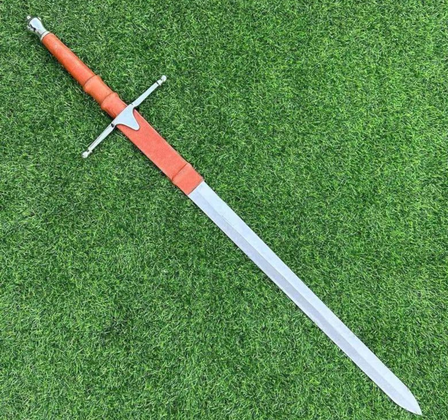 Handmade Zweihander Greatsword High CARBON STEEL Two Handed Sword With Leather