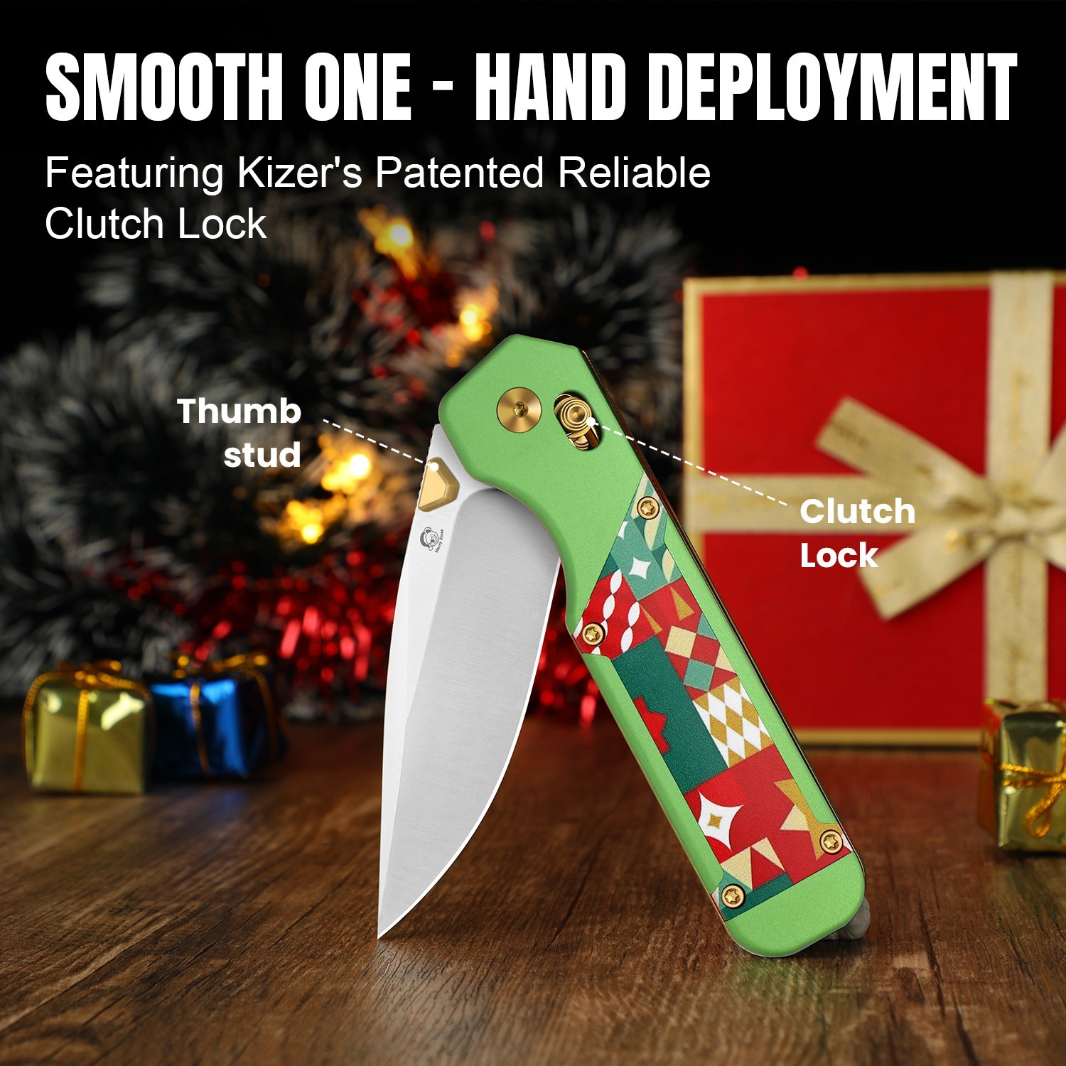 Kizer Militaw Christmas Folding Knife S45VN Blade Aluminum &G10 Handle Ki3634MC1