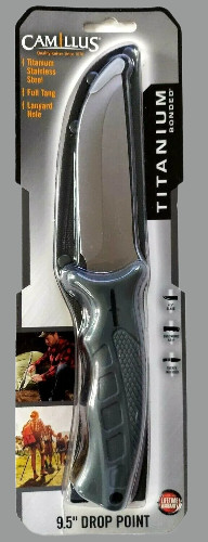 Camillus® Titanium 9.5″ Drop Point Hunter Fixed Blade 4.5″ Knife / Nylon Sheath