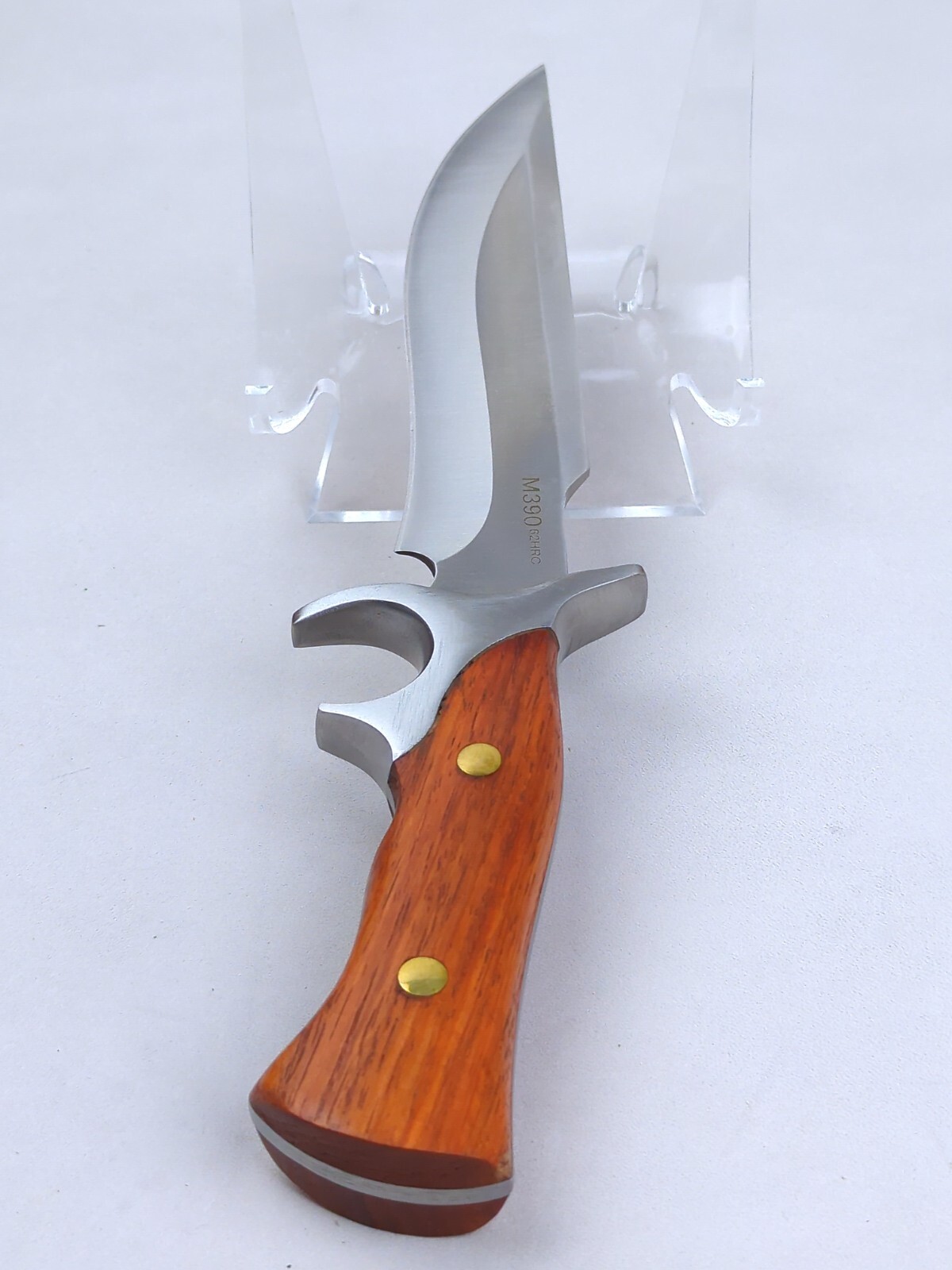 M390 62 HRC, 6-inch STAINLESS STEEL Blade Hunting Knife w/ LEATHER Sheath, NEW