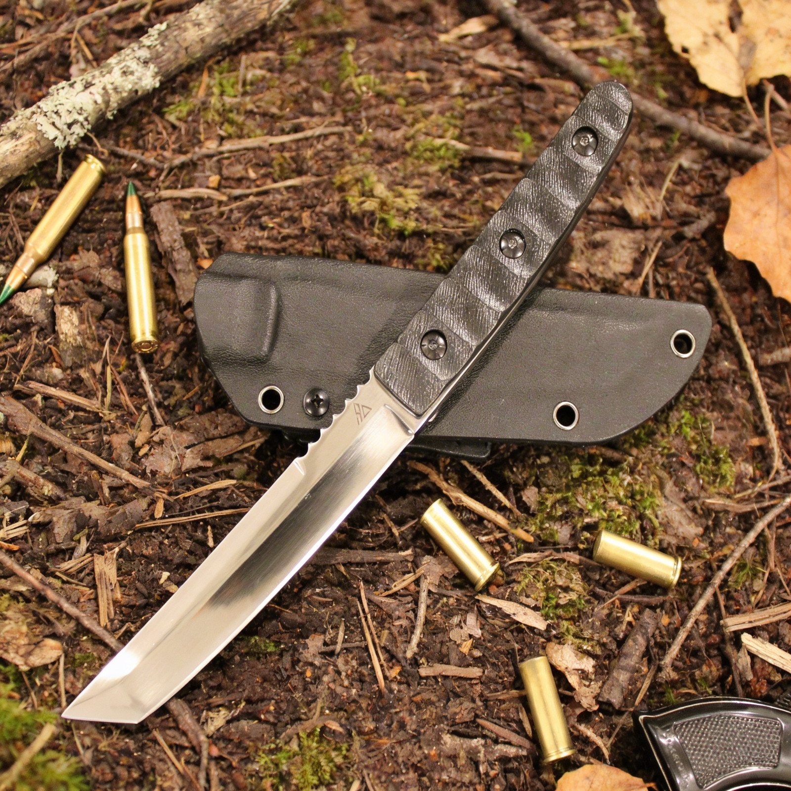 Fixed Tanto D2 Steel Blade Japanese Style Knife G10 Handle & Kydex Sheath EDC