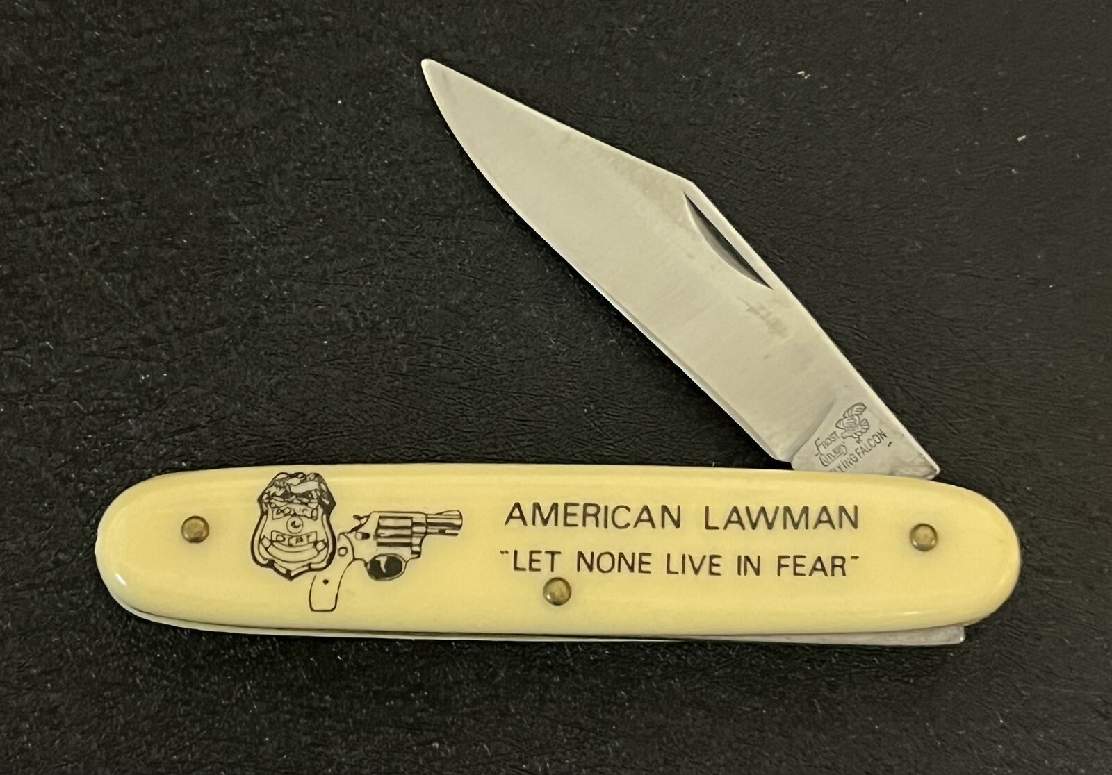 VINTAGE FROST CUTLERY AMERICAN LAWMAN «Let None Live In Fear» POCKET KNIFE